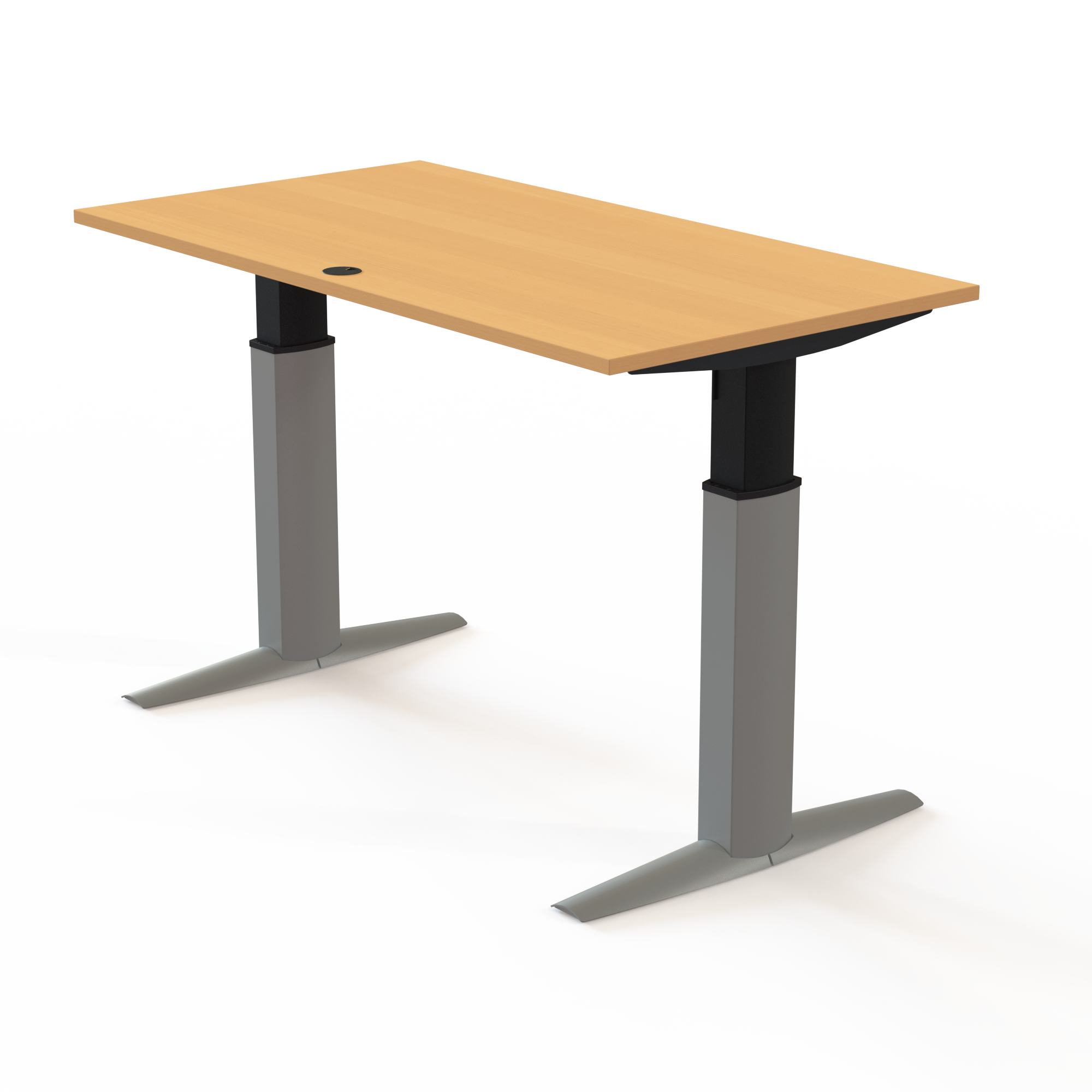 Electric Adjustable Desk | 150x80 cm | Beech with silver frame