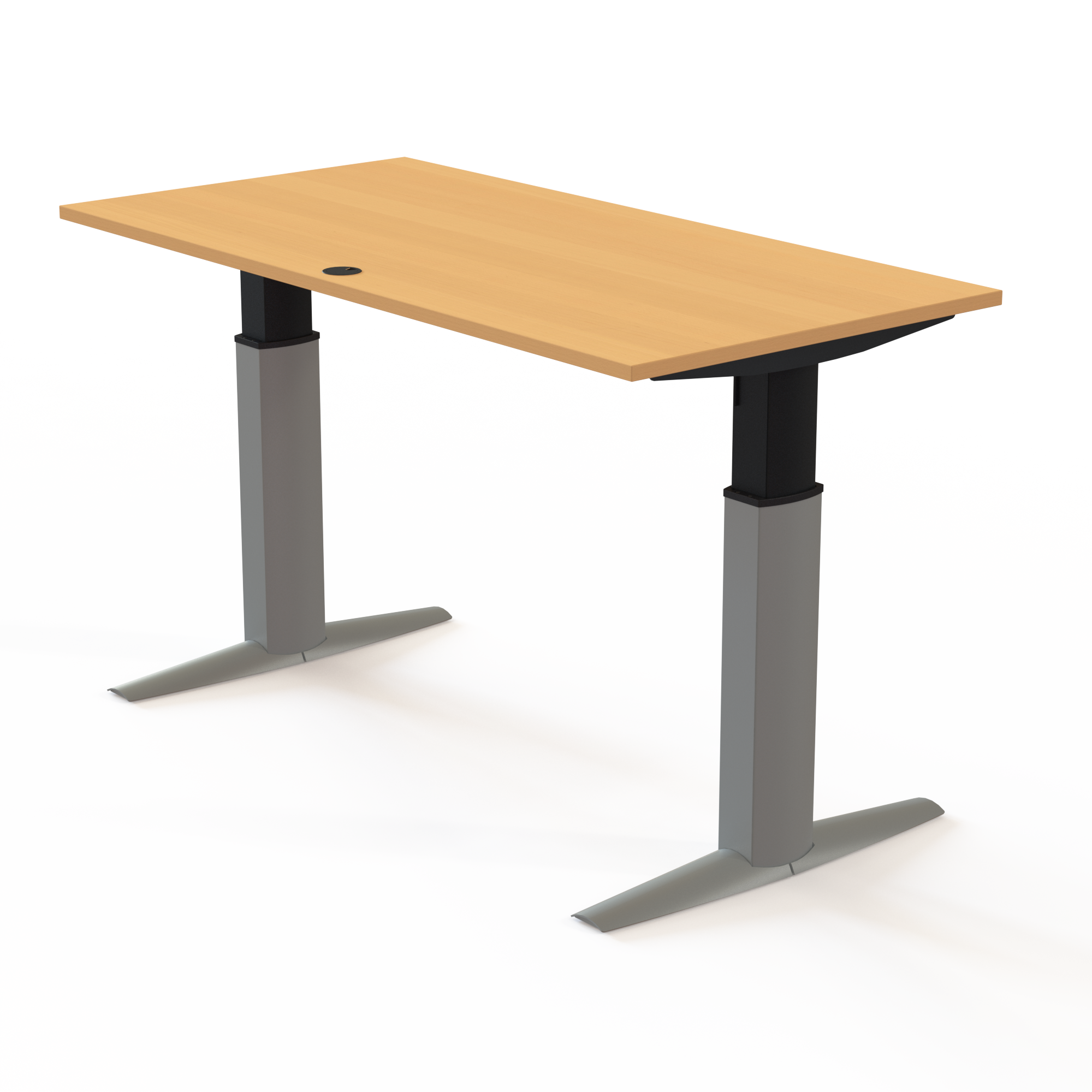 Electric Adjustable Desk | 160x80 cm | Beech with silver frame