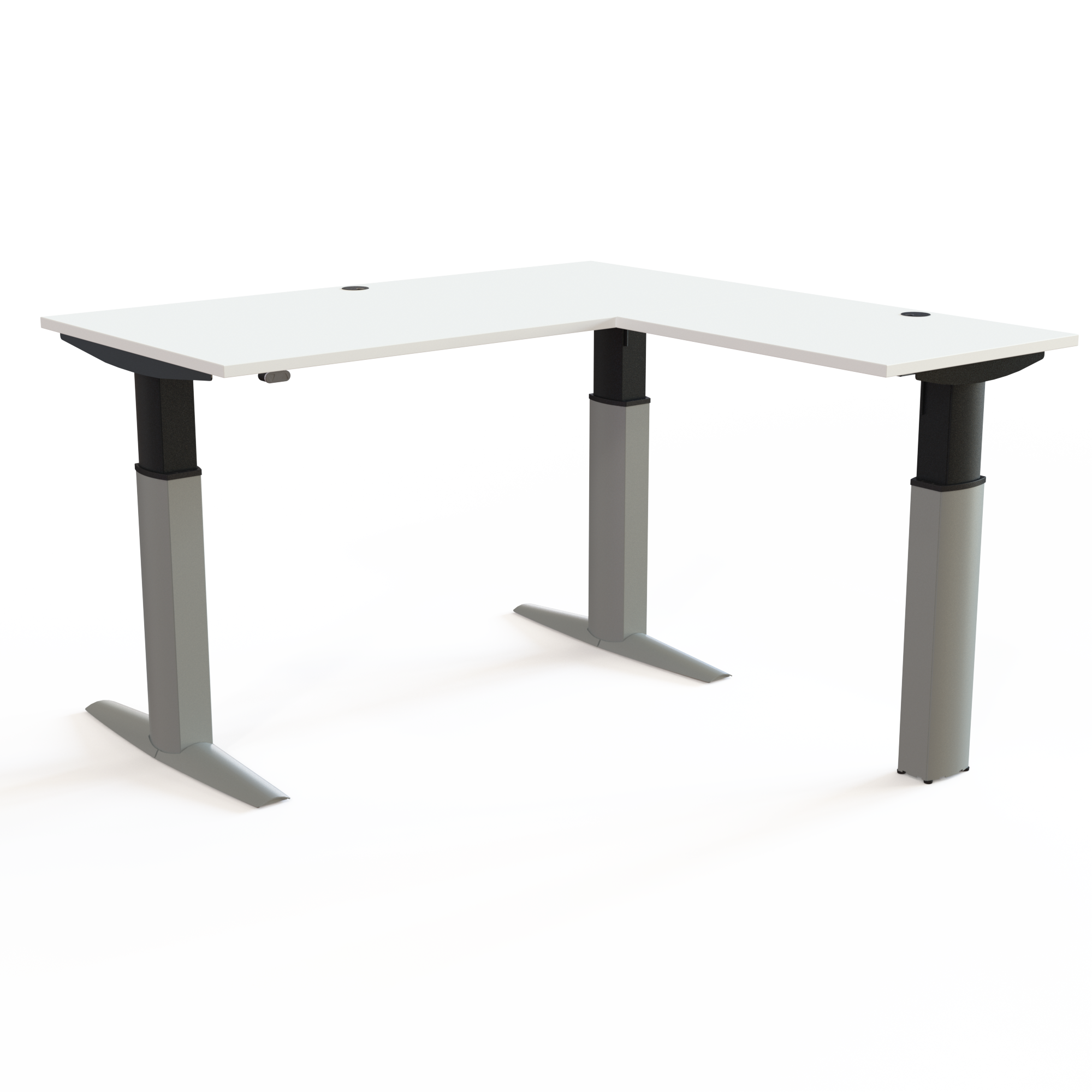 Electric Adjustable Desk | 160x160 cm | White with silver frame