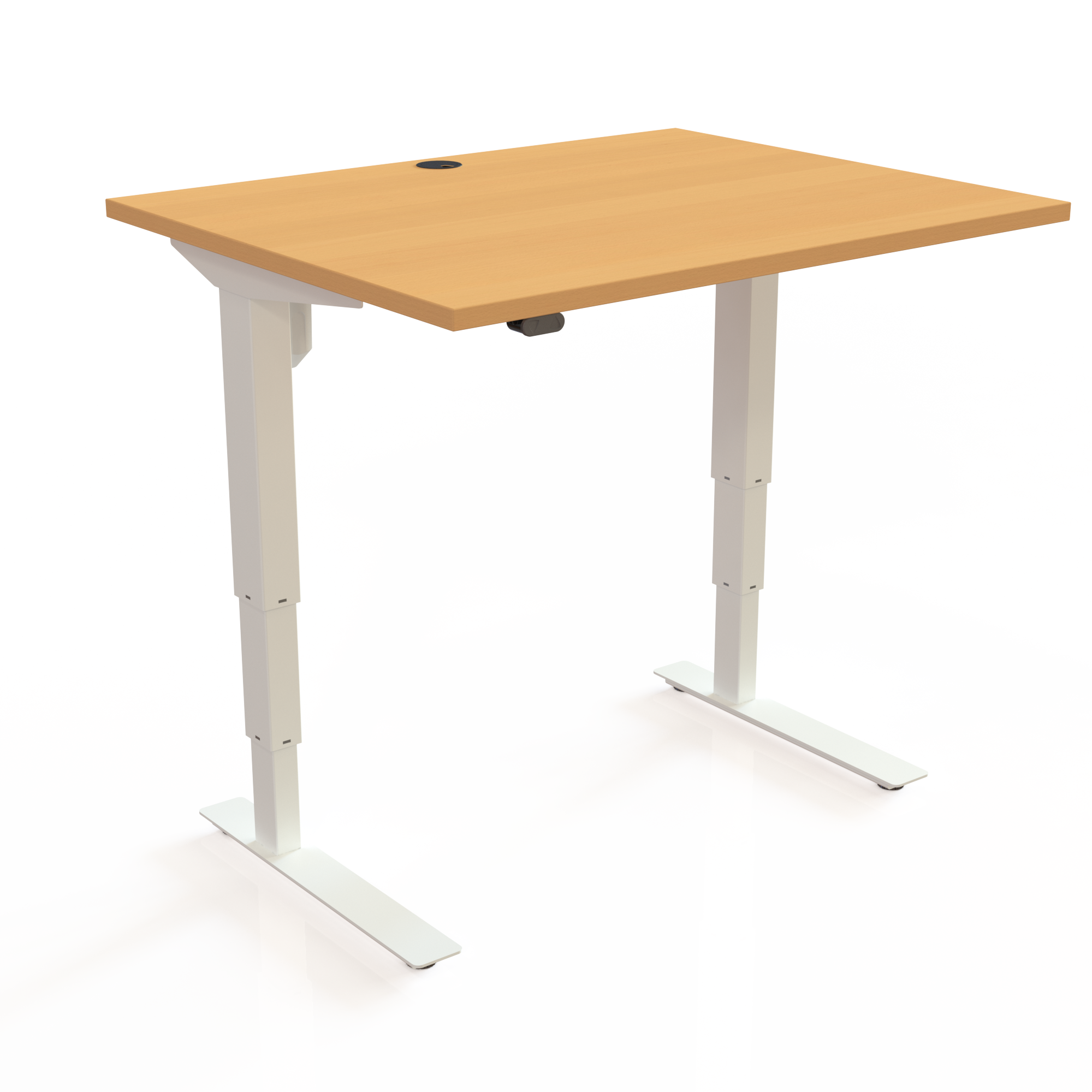 Electric Adjustable Desk | 100x80 cm | Beech with white frame