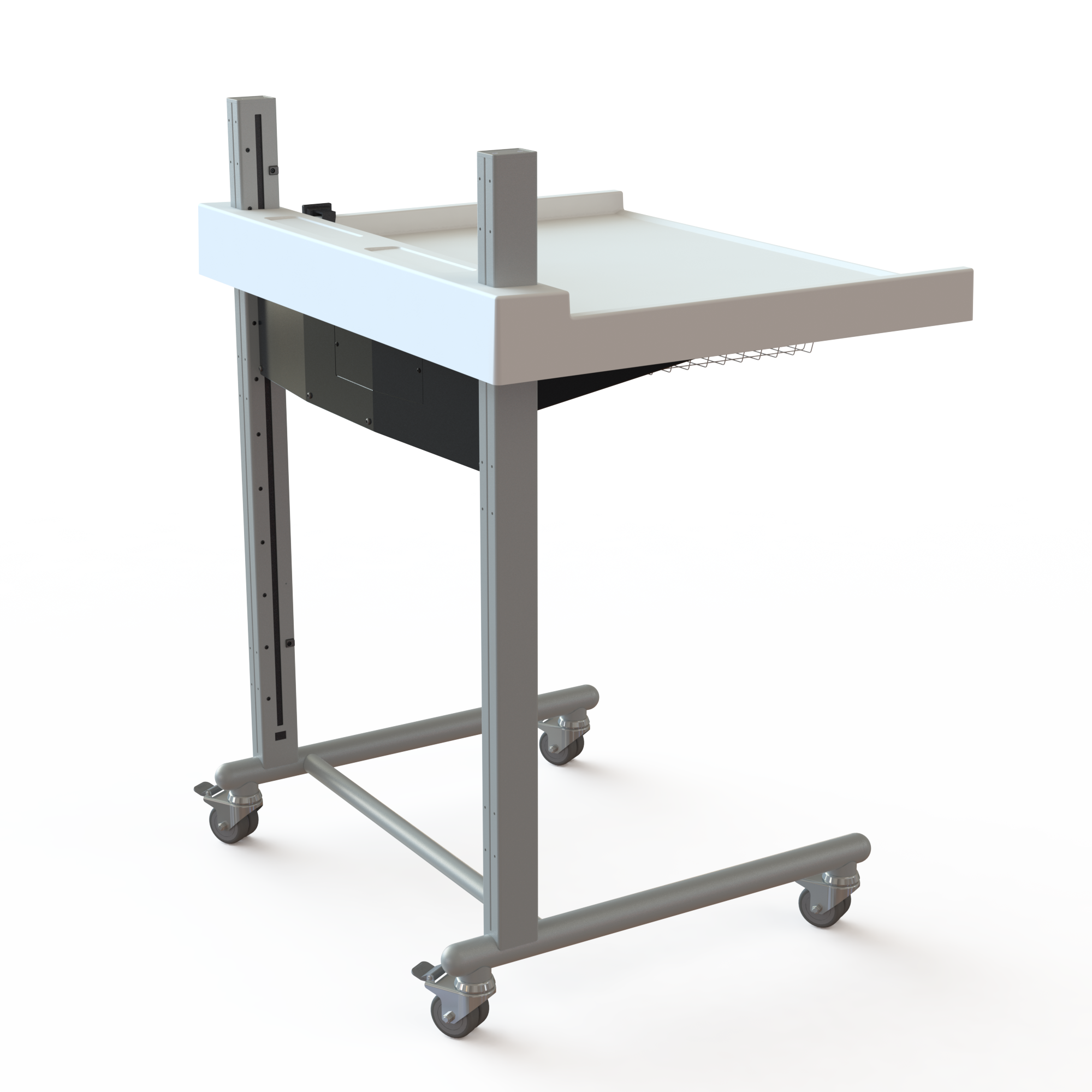 Ergonomic baby change table on wheels with electric height adjustment