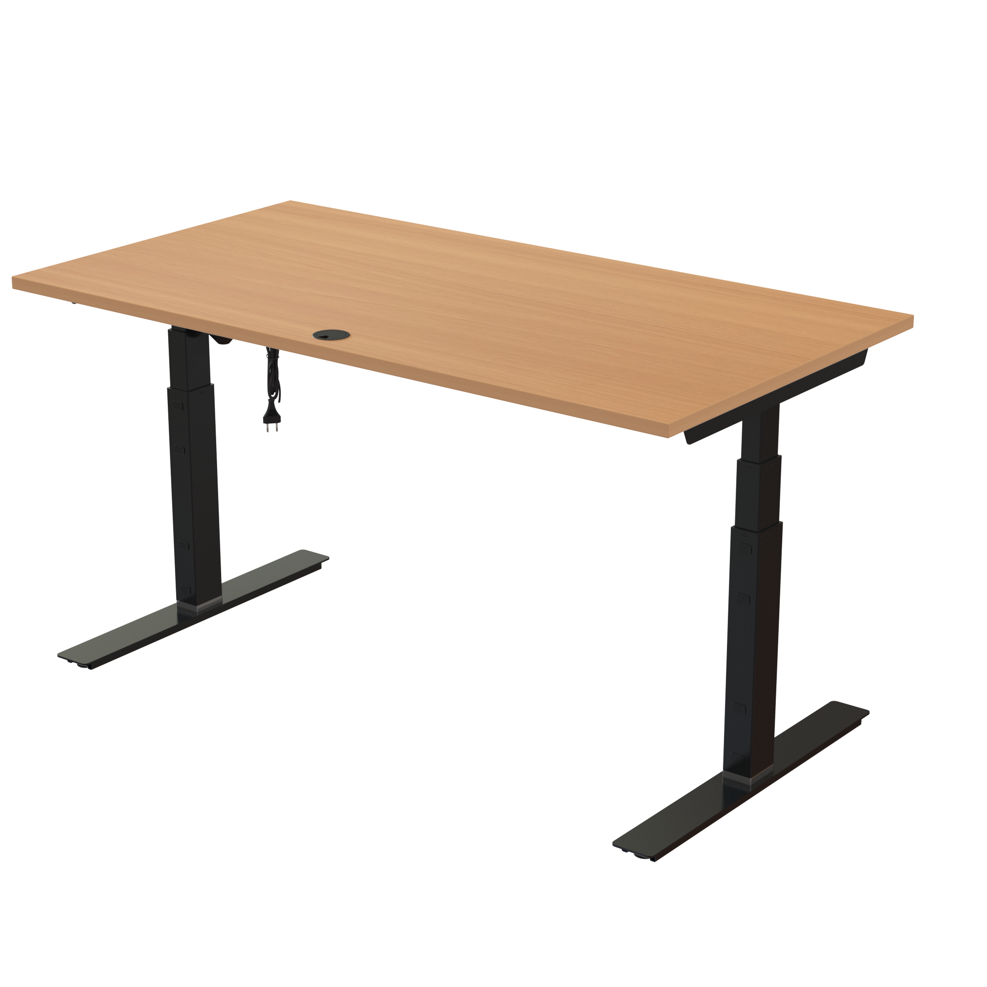 Sit Stand Desk | 150x80 cm | Beech with black frame