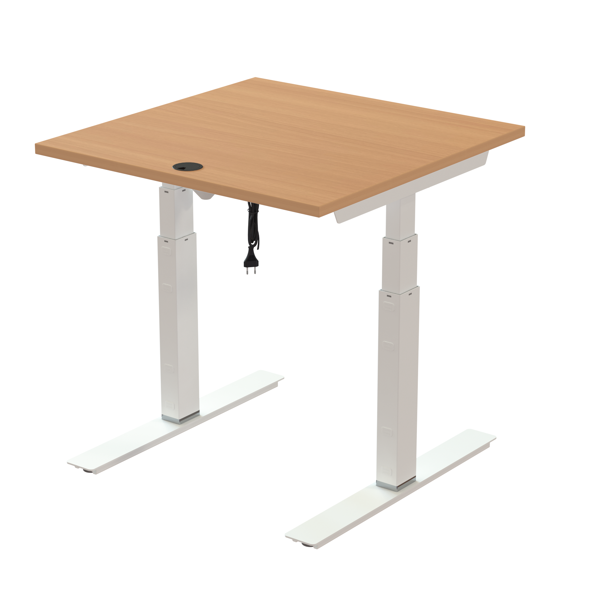 Sit Stand Desk | 80x80 cm | Beech with white frame