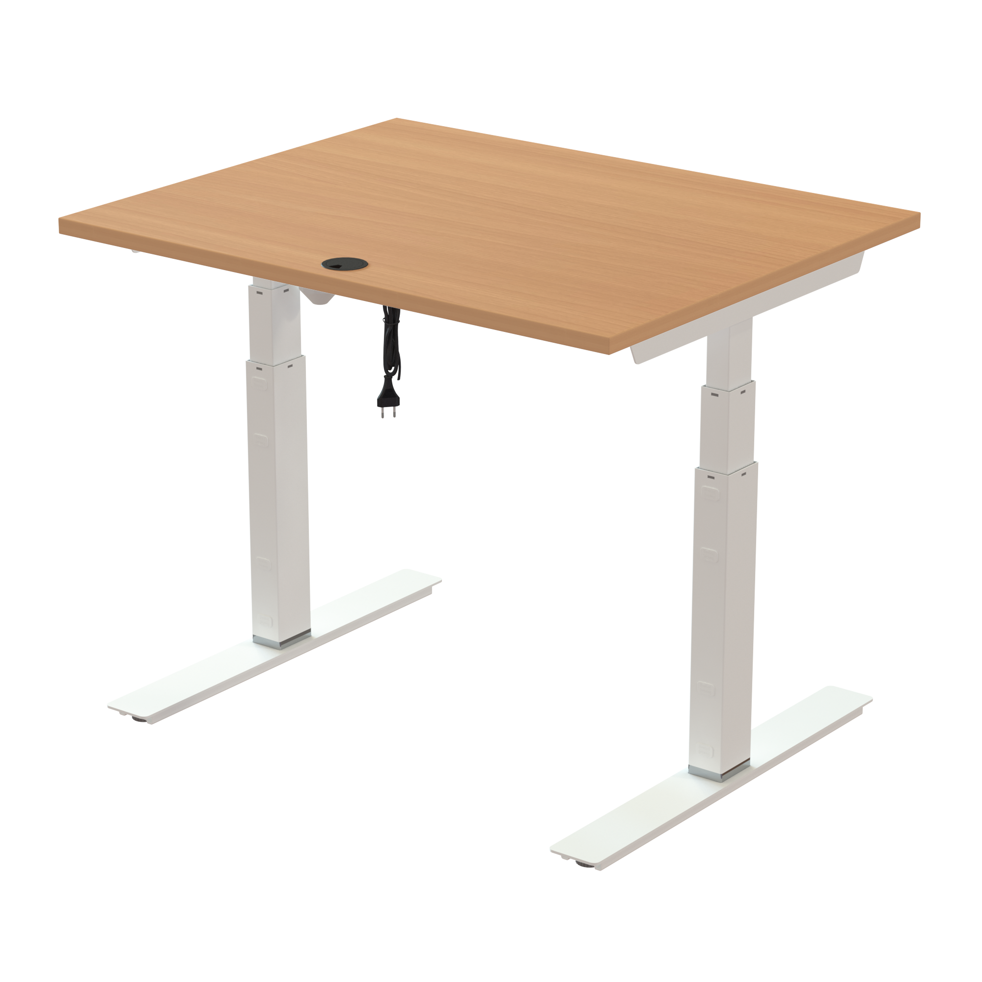 Sit Stand Desk | 100x80 cm | Beech with white frame