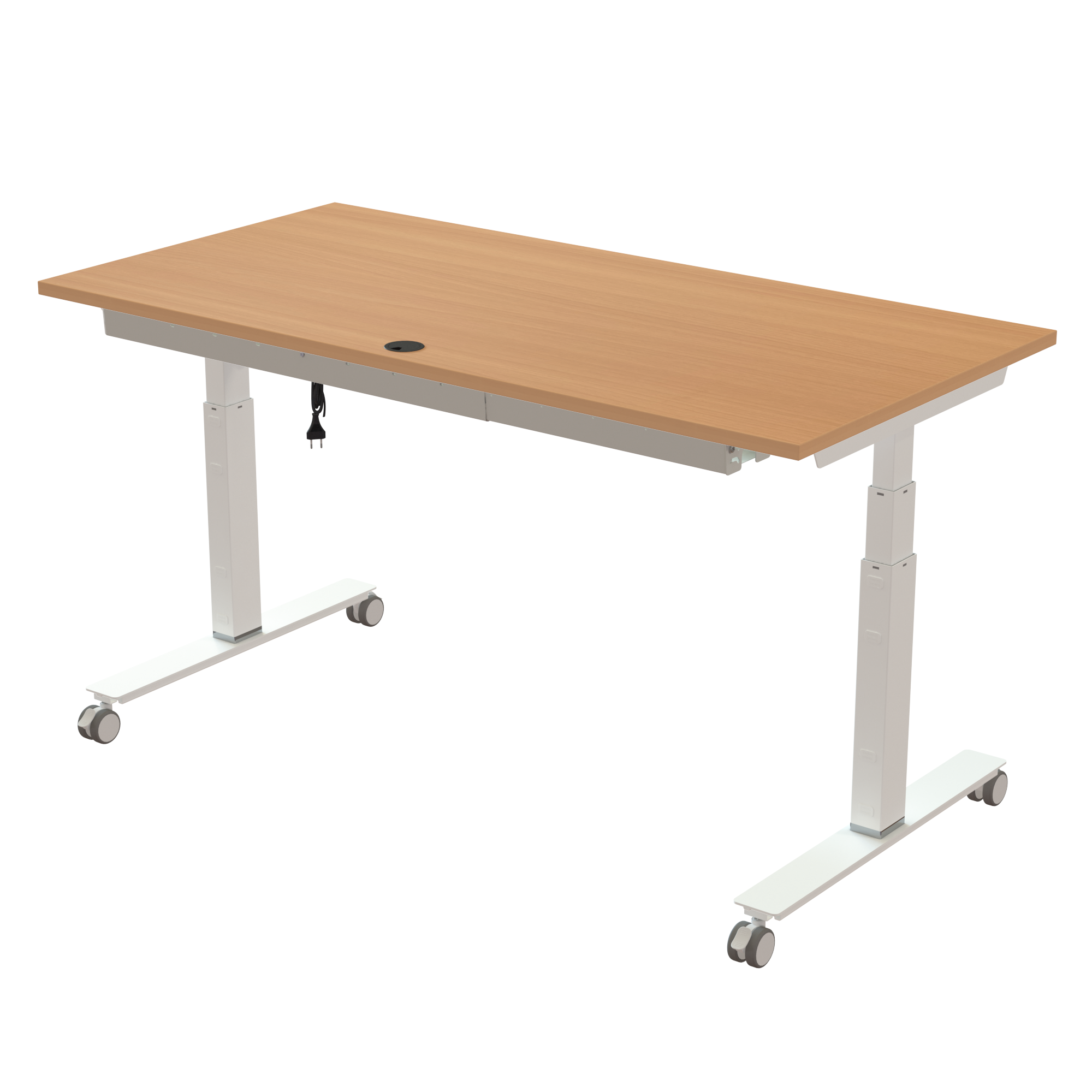 Sit Stand Desk | 160x80 cm | Beech with white frame