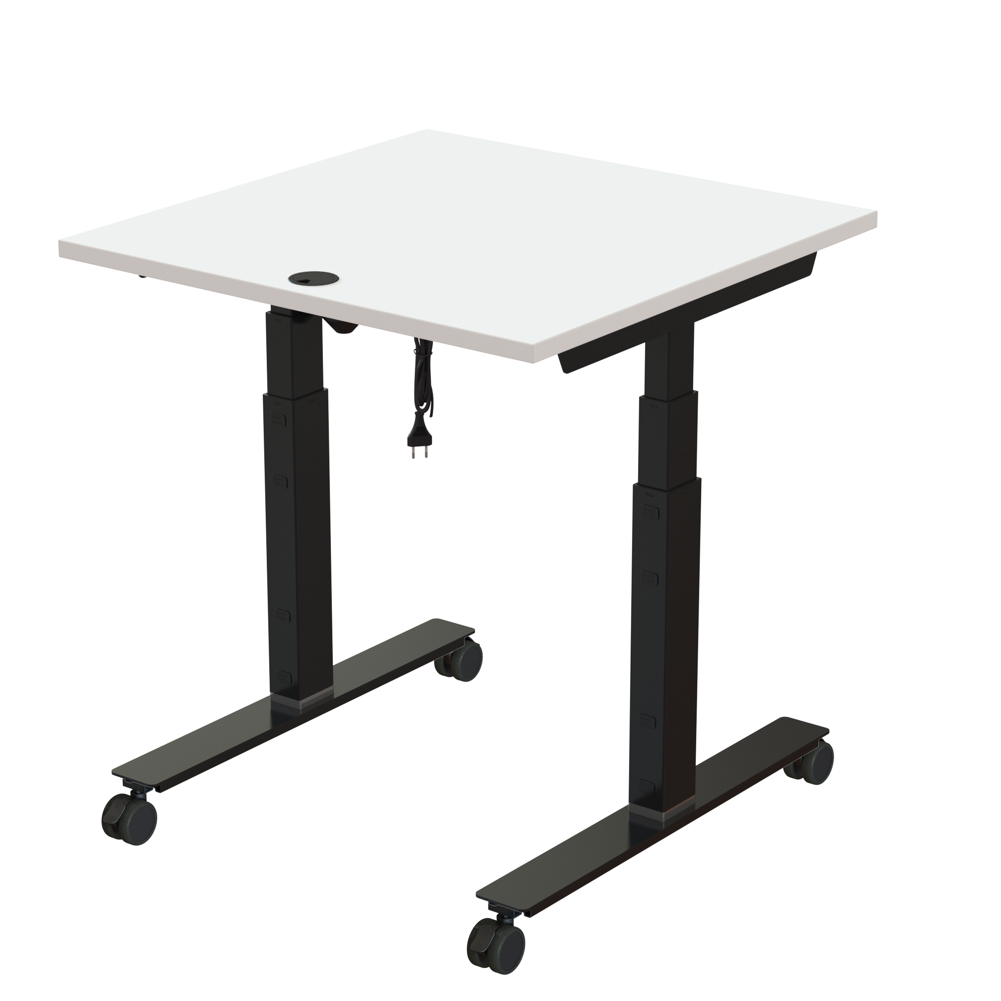 Sit Stand Desk | 80x80 cm | White with black frame