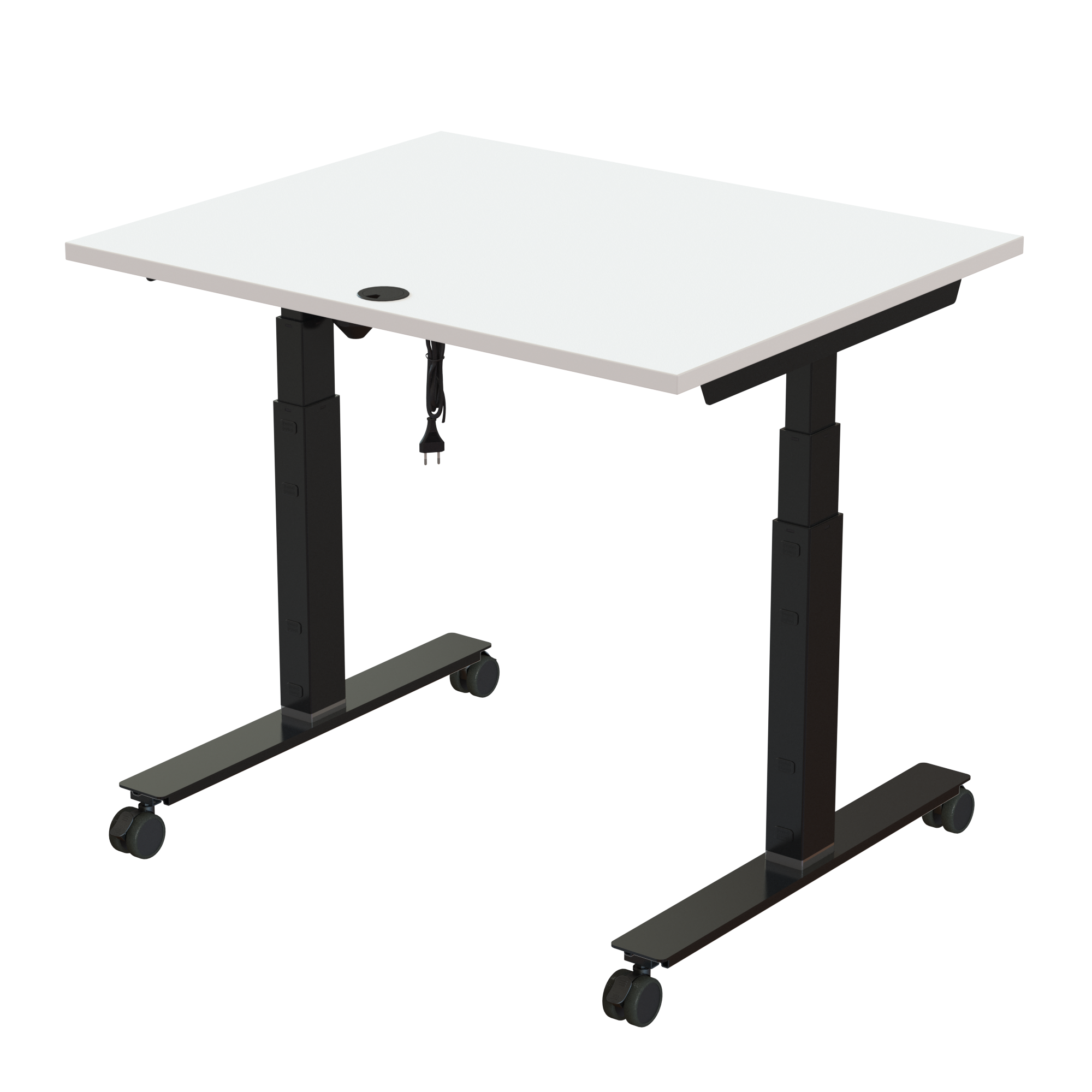 Sit Stand Desk | 100x80 cm | White with black frame