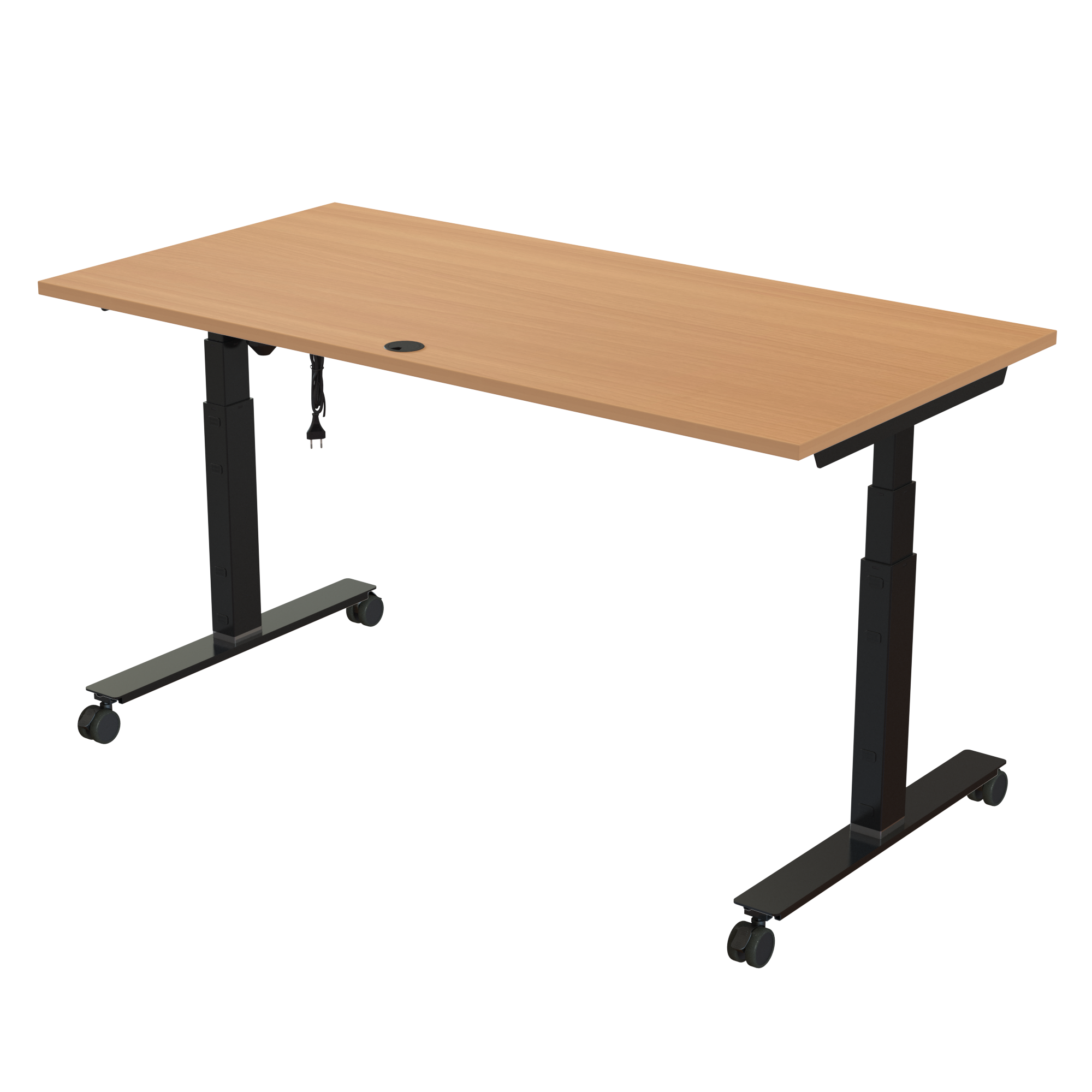 Sit Stand Desk | 160x80 cm | Beech with black frame