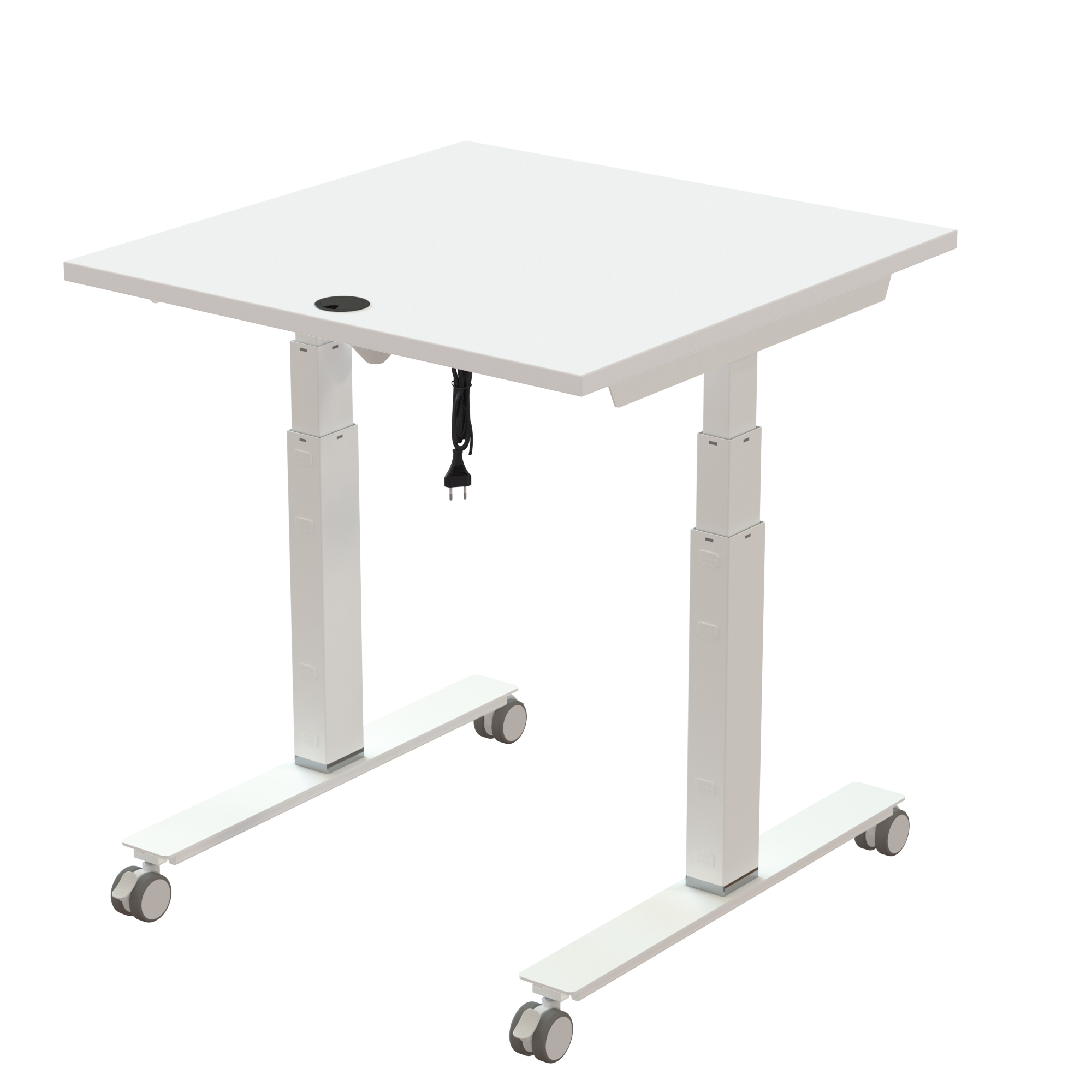 Sit Stand Desk | 80x80 cm | White with white frame