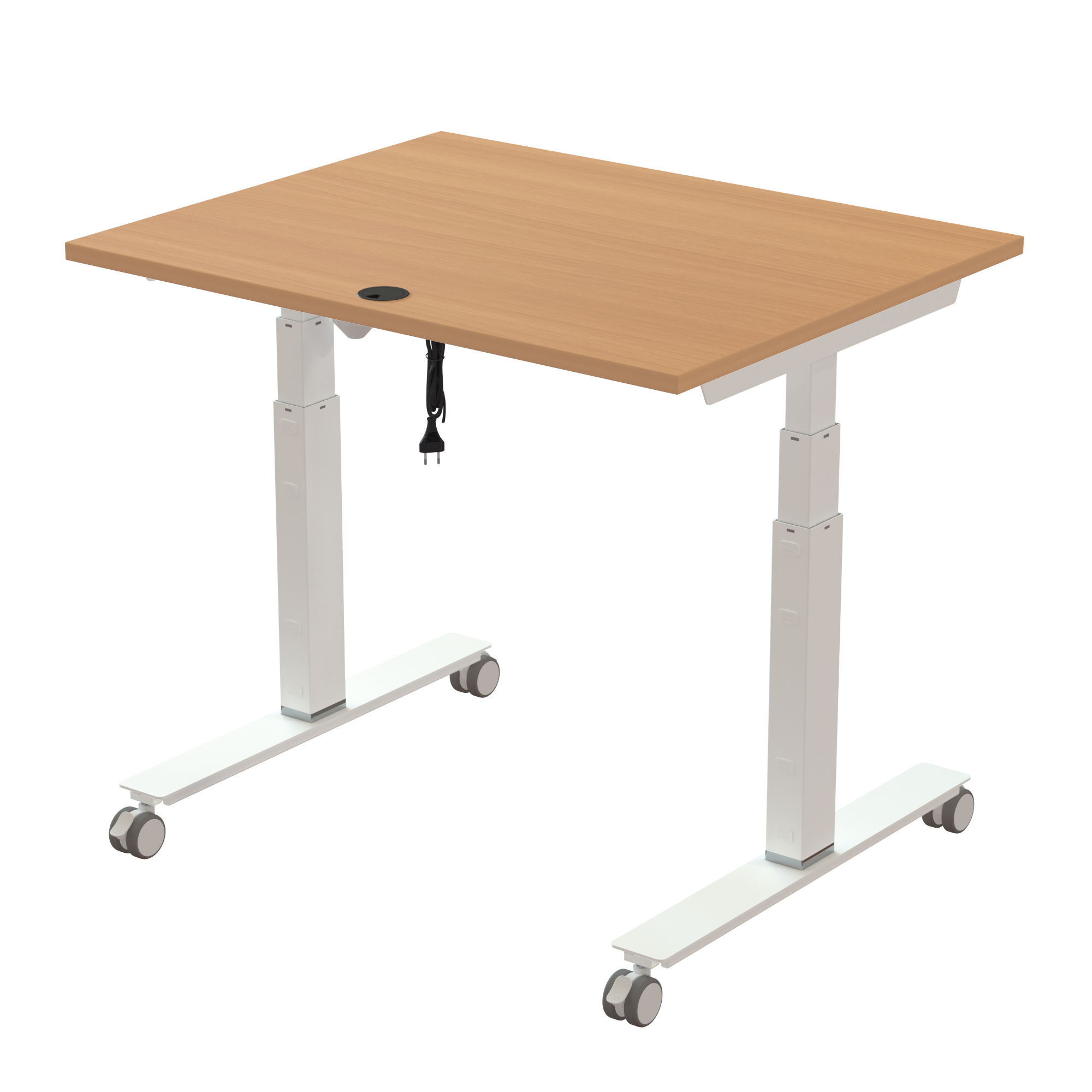 Sit Stand Desk | 100x80 cm | Beech with white frame