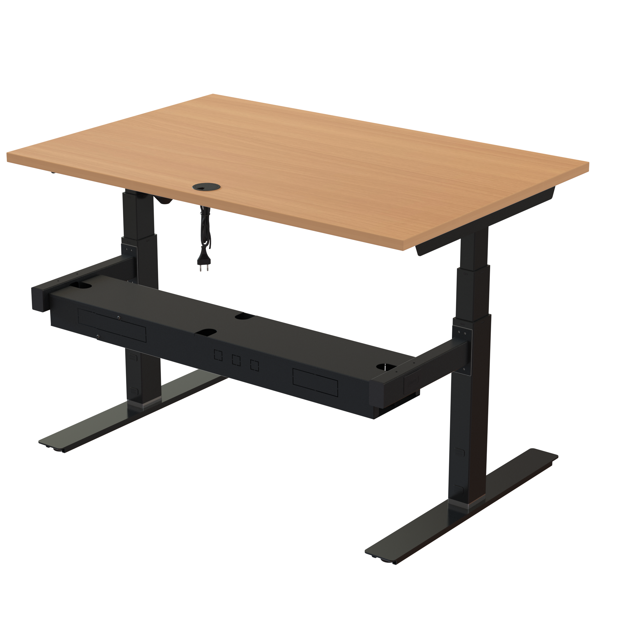 Sit Stand Desk | 120x80 cm | Beech with black frame