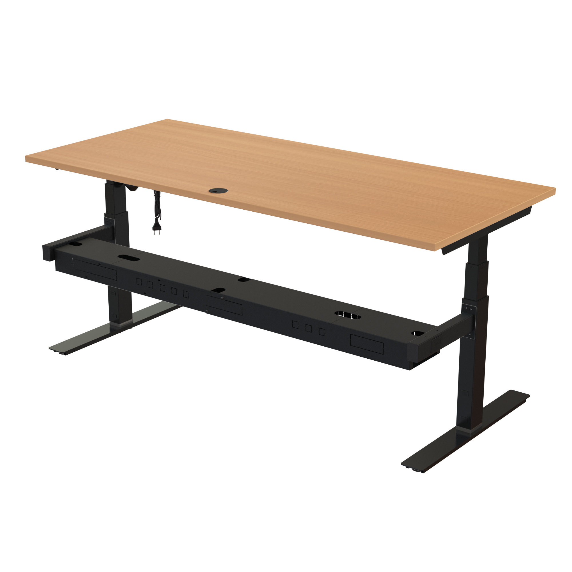 Sit Stand Desk | 180x80 cm | Beech with black frame