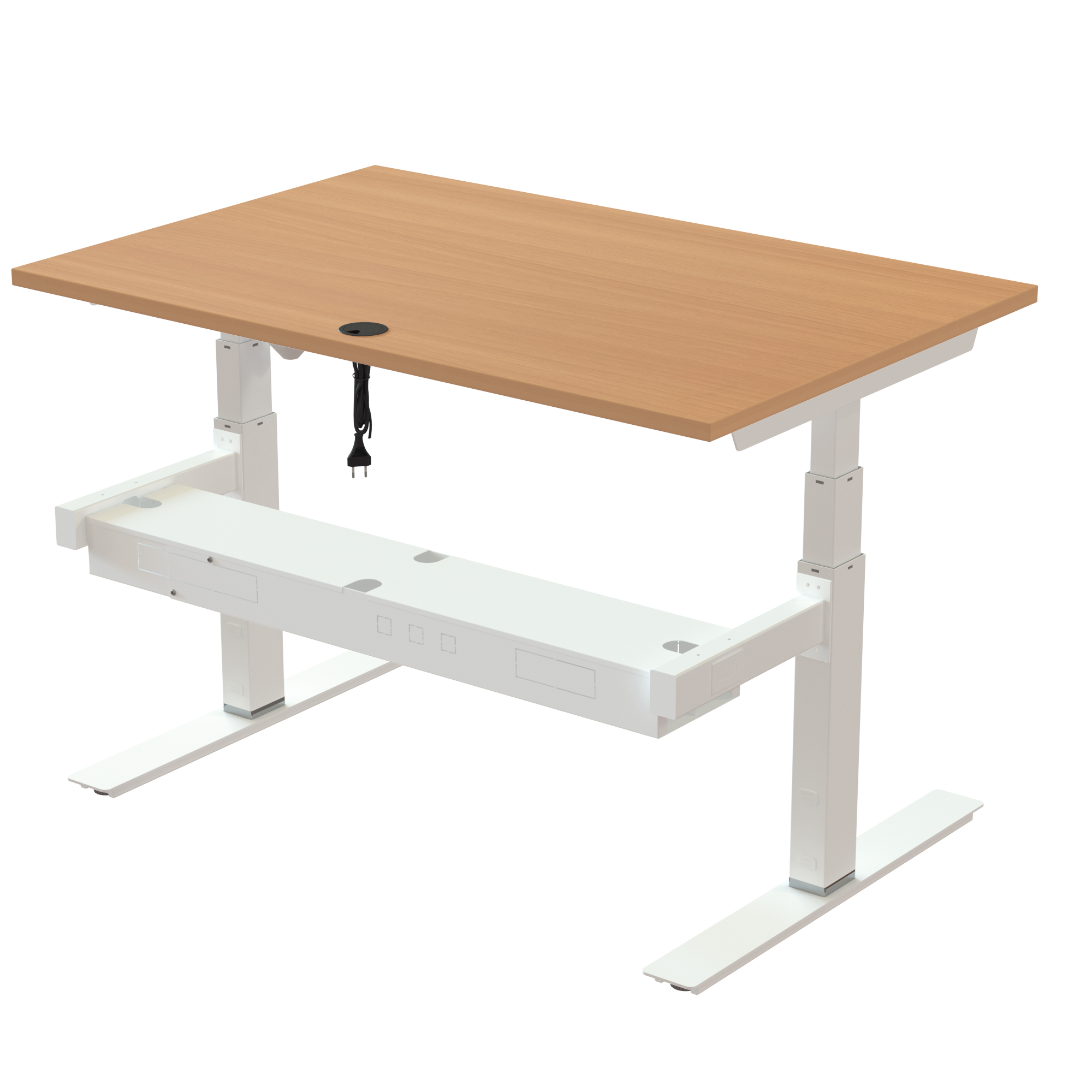 Sit Stand Desk | 120x80 cm | Beech with white frame