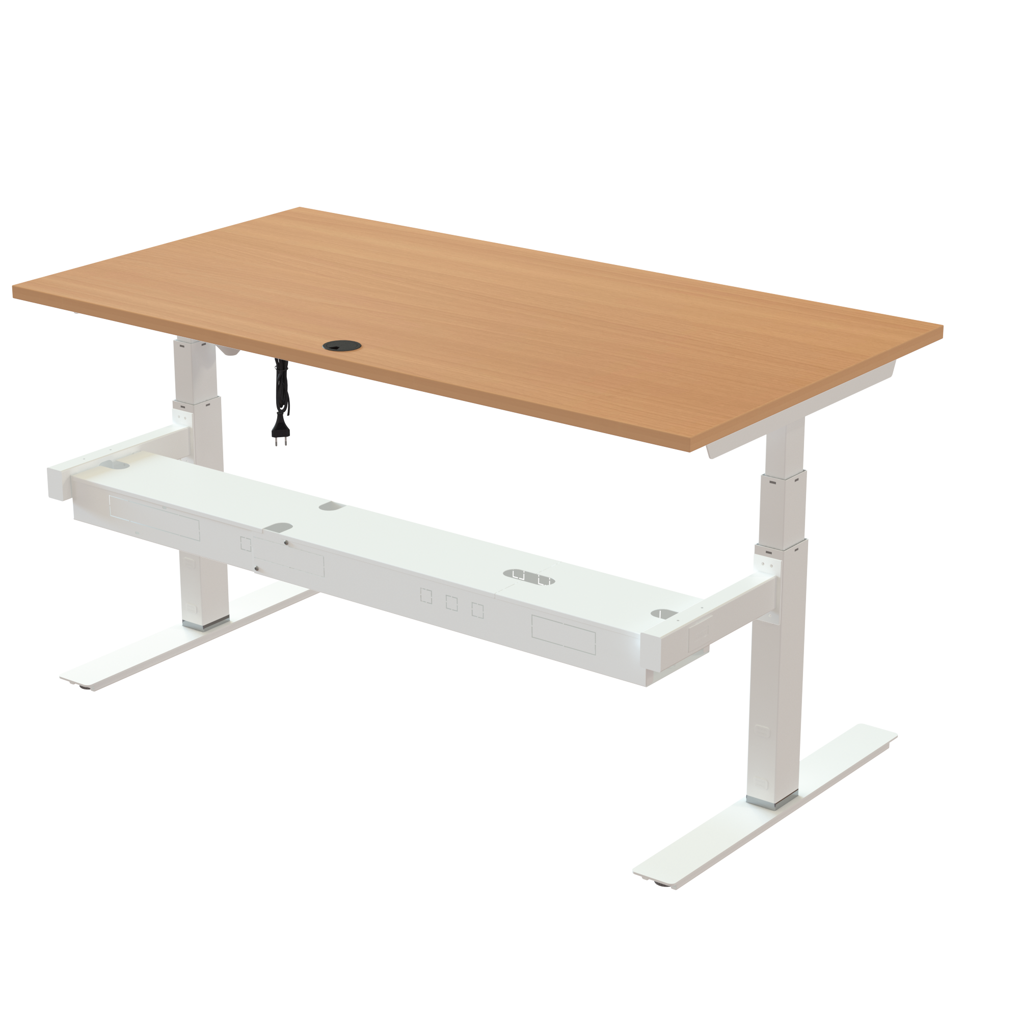 Sit Stand Desk | 150x80 cm | Beech with white frame