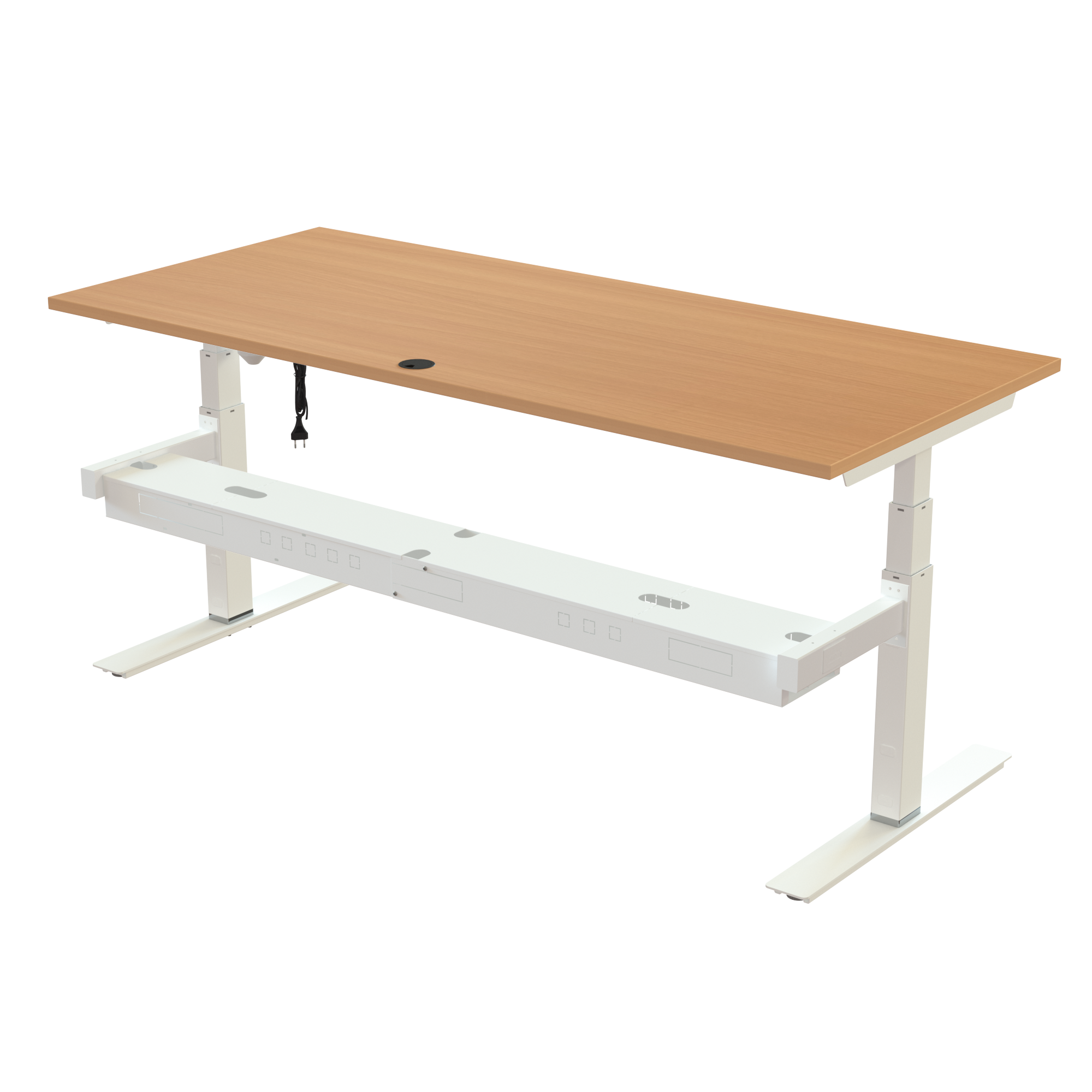 Sit Stand Desk | 180x80 cm | Beech with white frame