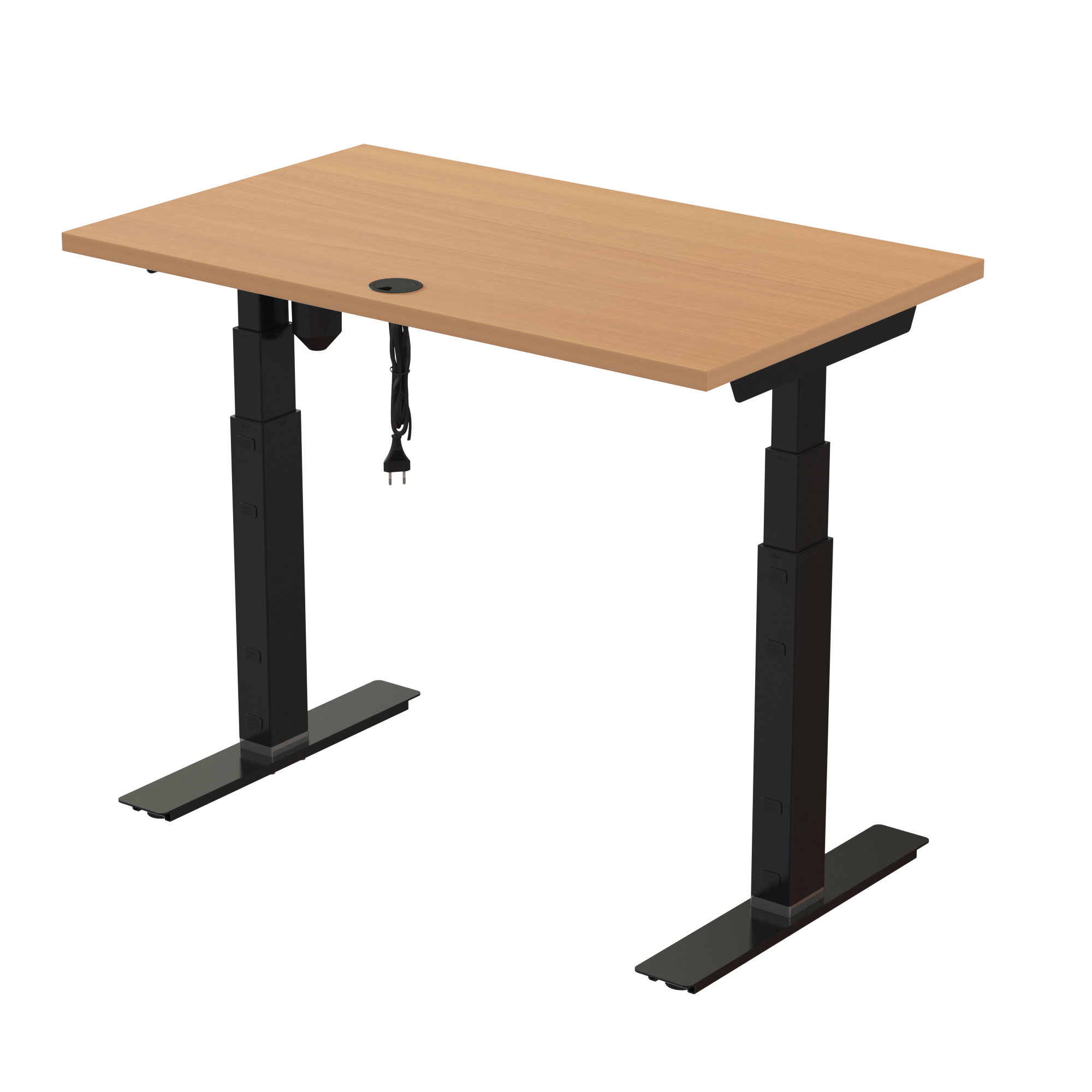 Sit Stand Desk | 100x60 cm | Beech with black frame