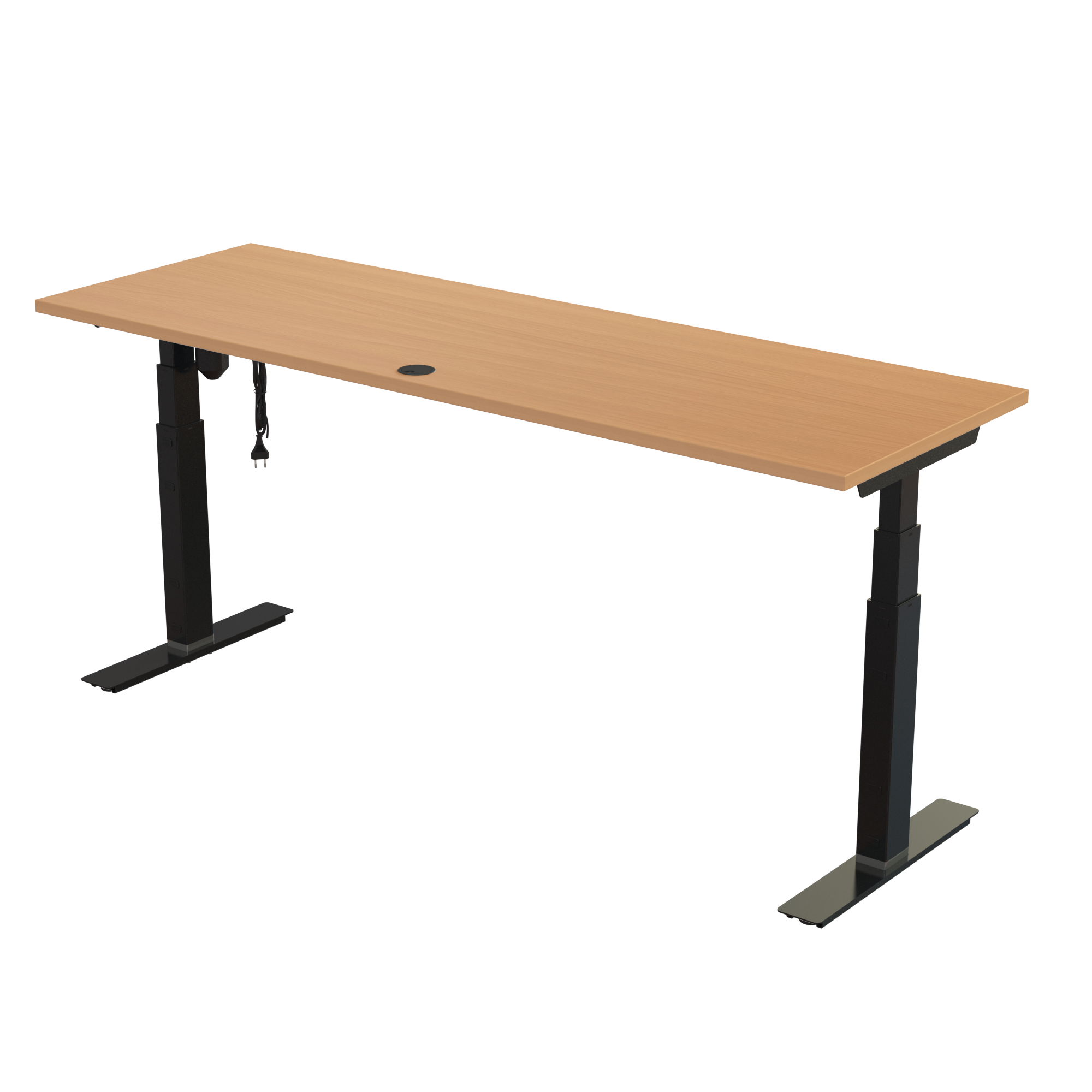 Sit Stand Desk | 180x60 cm | Beech with black frame