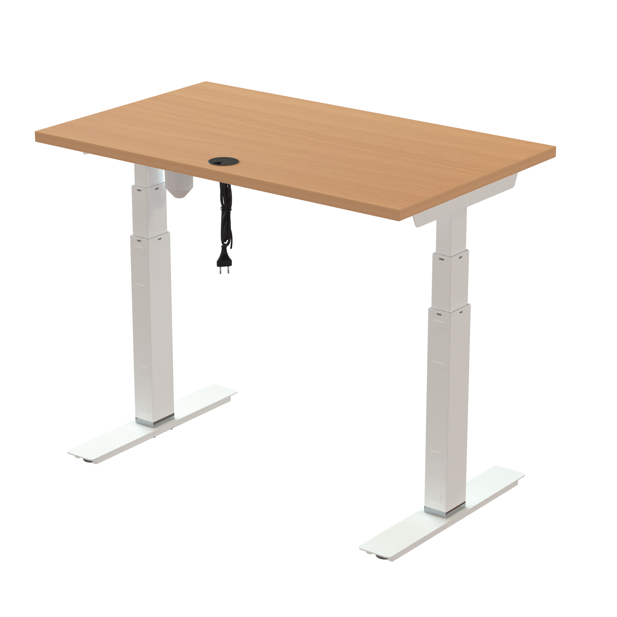 Sit Stand Desk | 100x60 cm | Beech with white frame