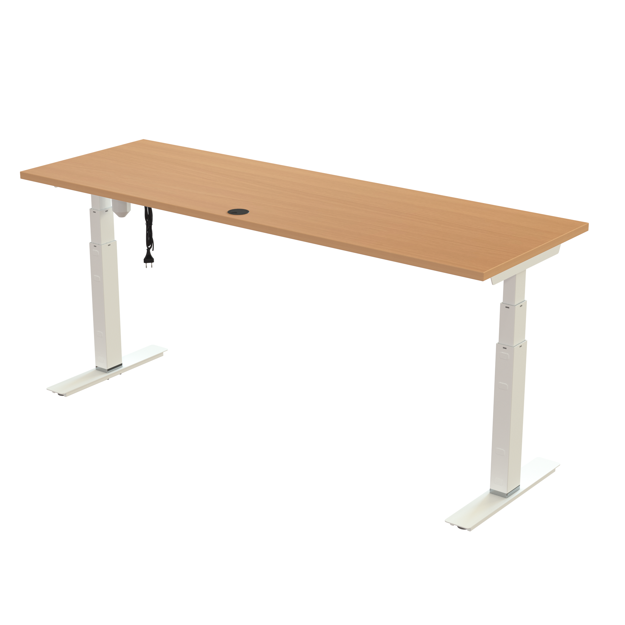 Sit Stand Desk | 180x60 cm | Beech with white frame