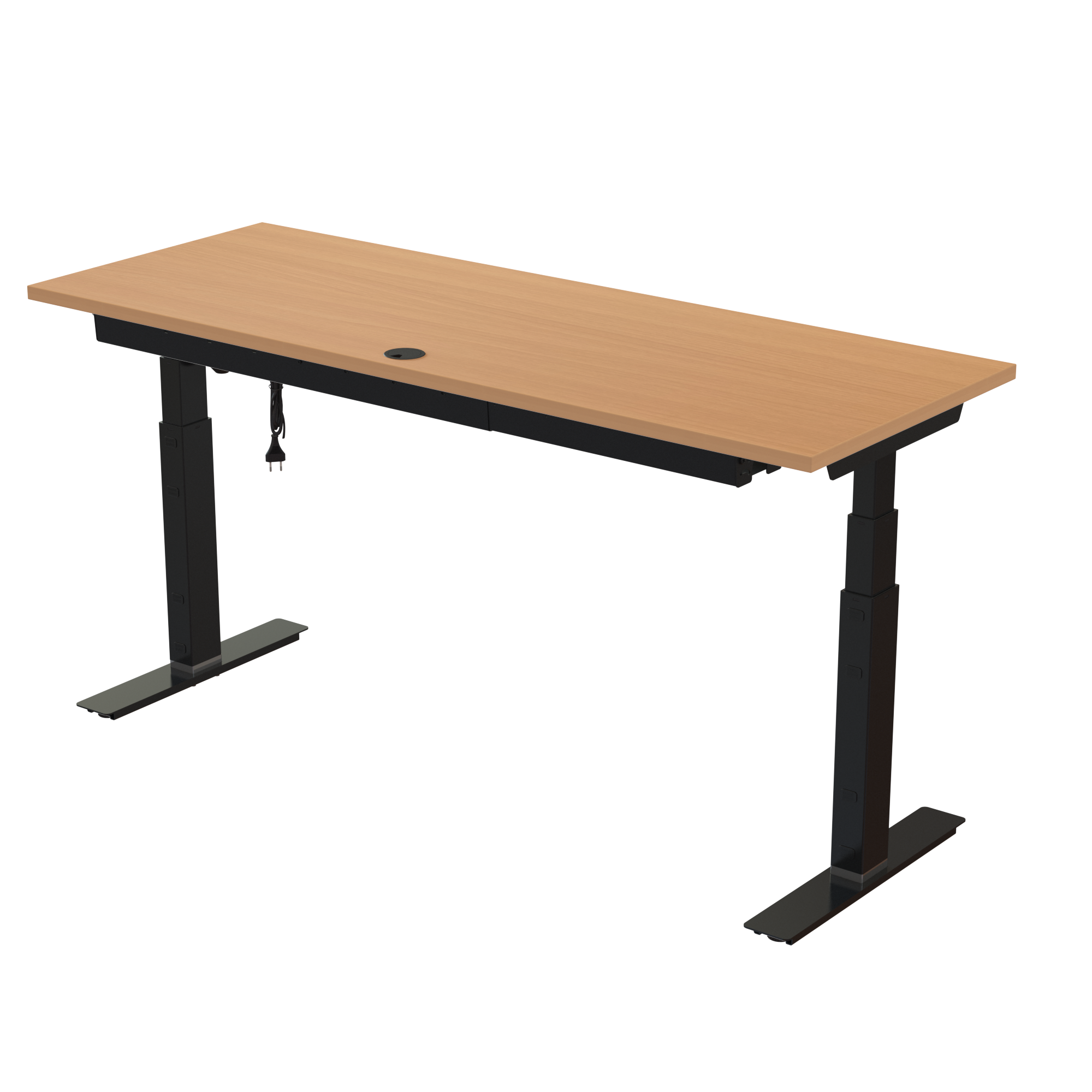 Sit Stand Desk | 160x60 cm | Beech with black frame
