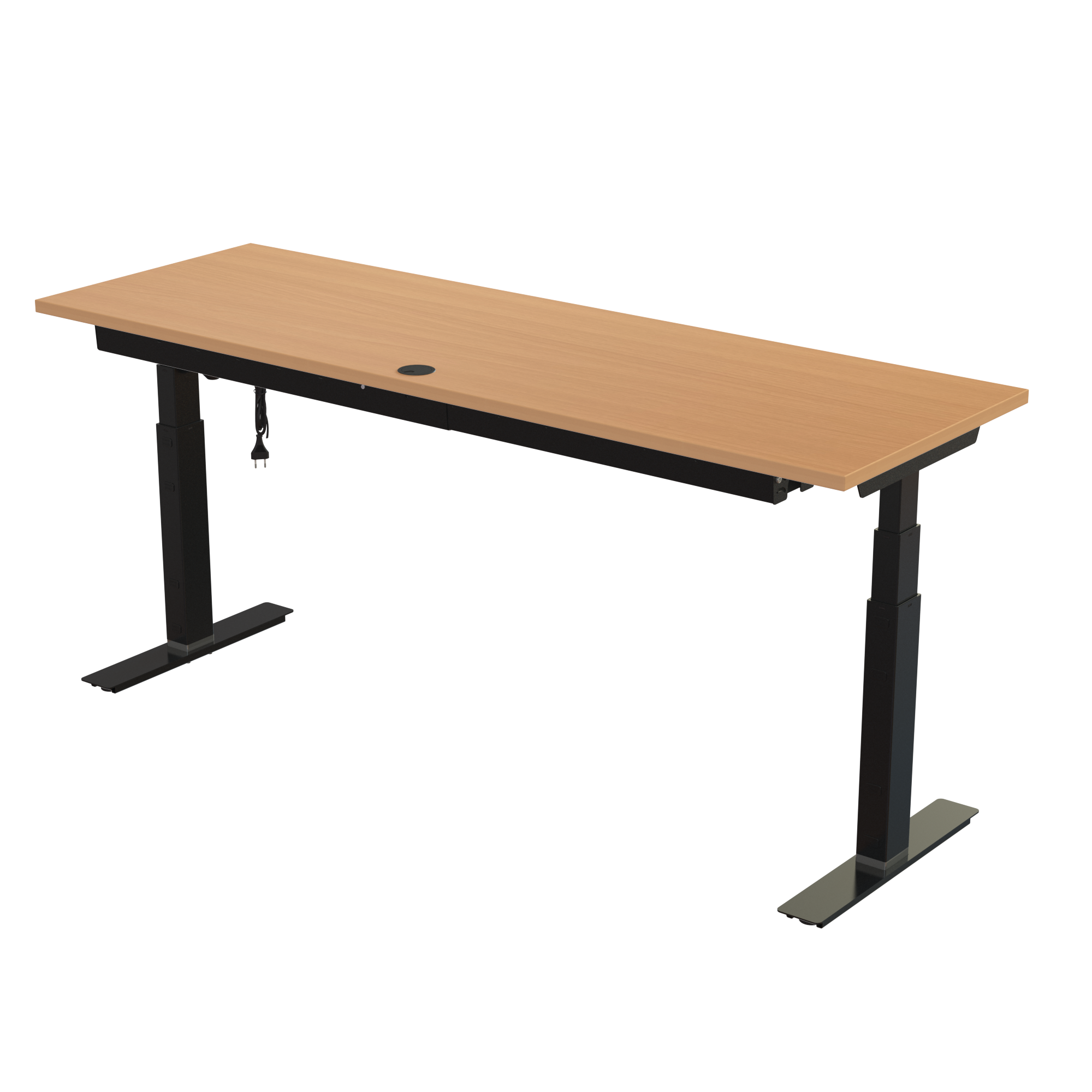 Sit Stand Desk | 180x60 cm | Beech with black frame