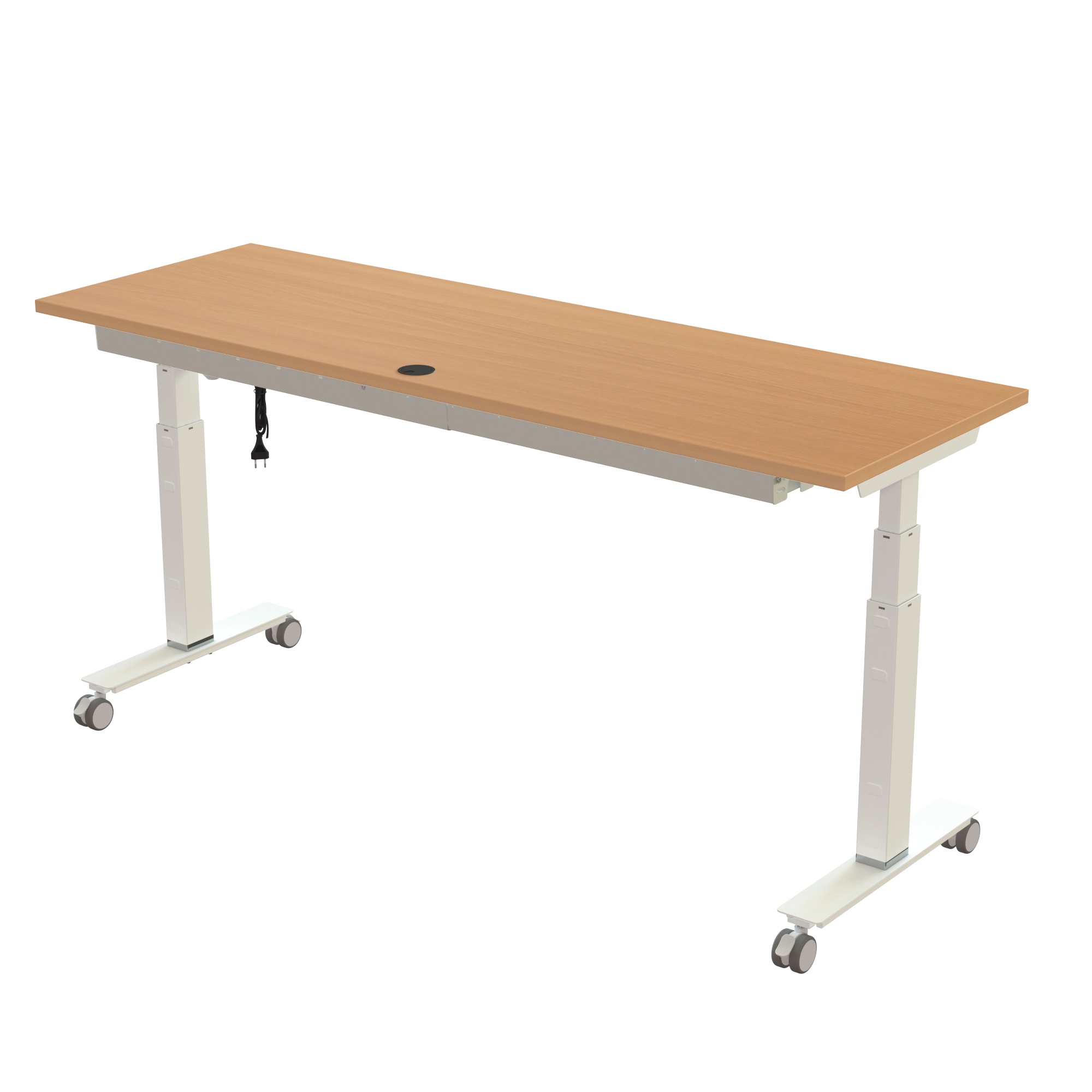 Sit Stand Desk | 180x60 cm | Beech with white frame