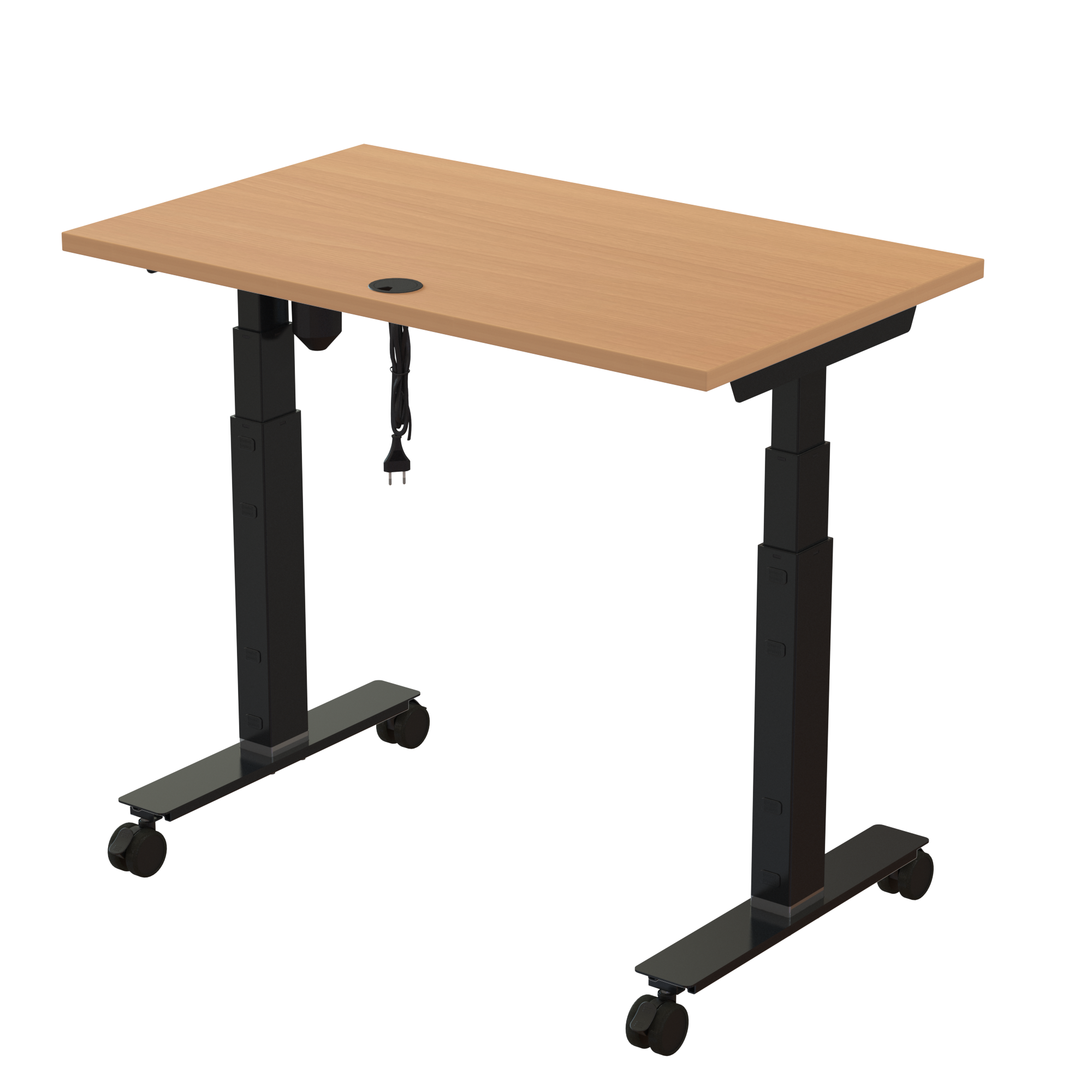 Sit Stand Desk | 100x60 cm | Beech with black frame