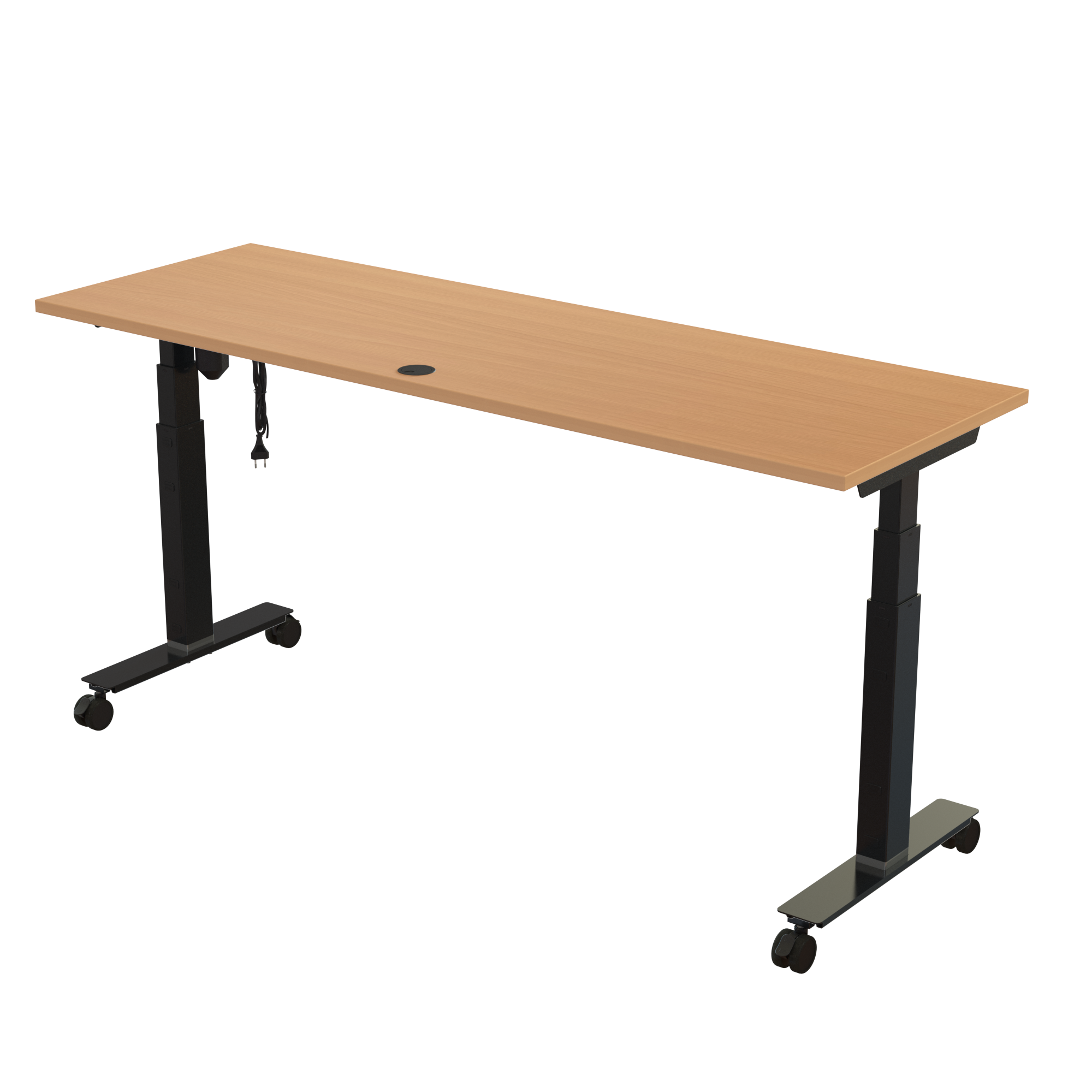 Sit Stand Desk | 180x60 cm | Beech with black frame