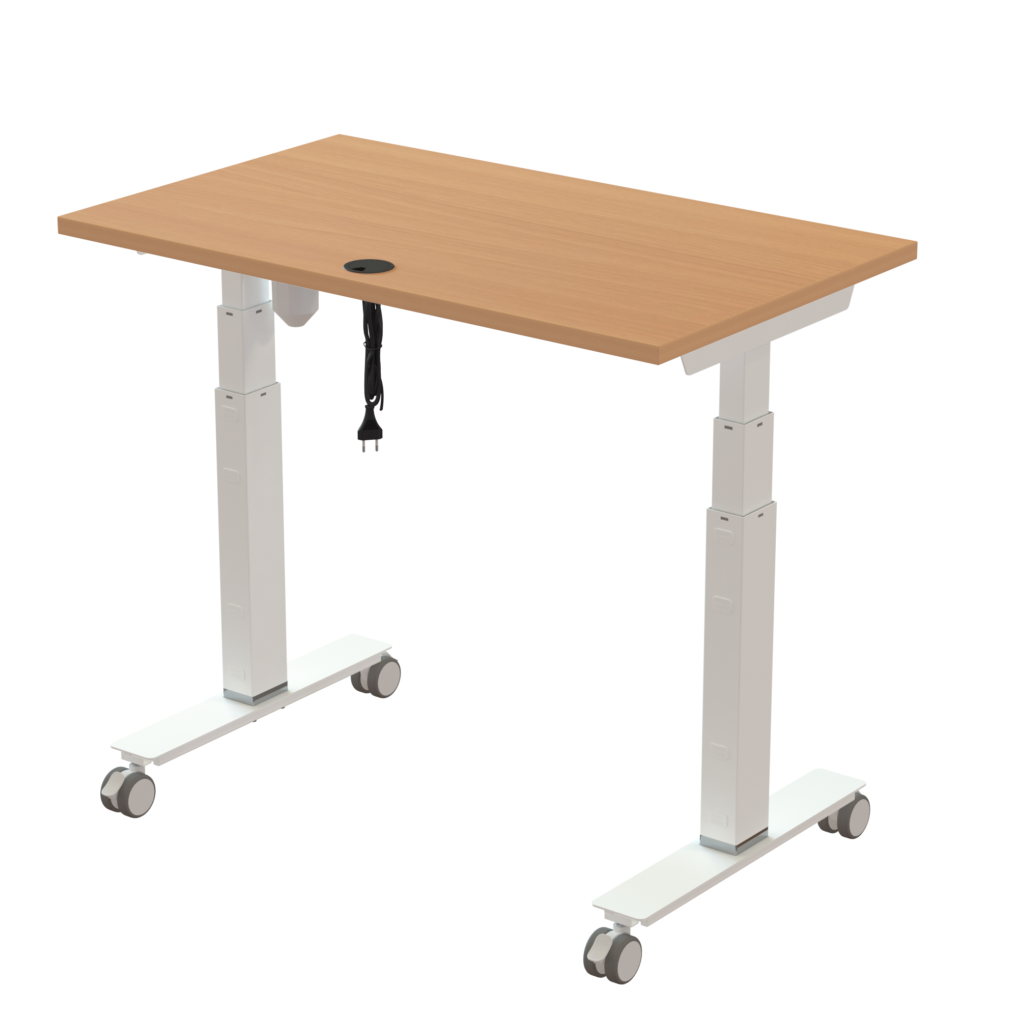 Sit Stand Desk | 100x60 cm | Beech with white frame