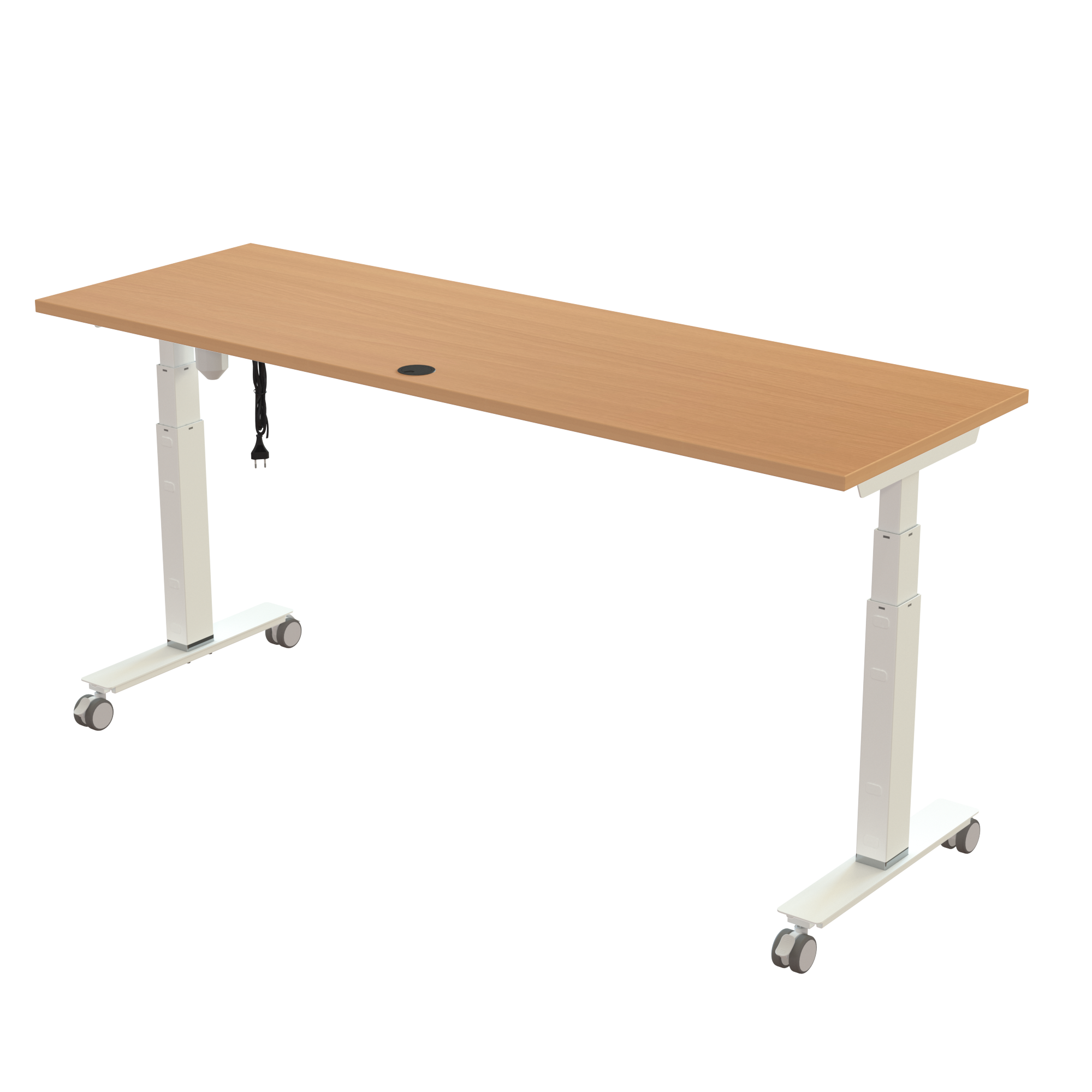 Sit Stand Desk | 180x60 cm | Beech with white frame