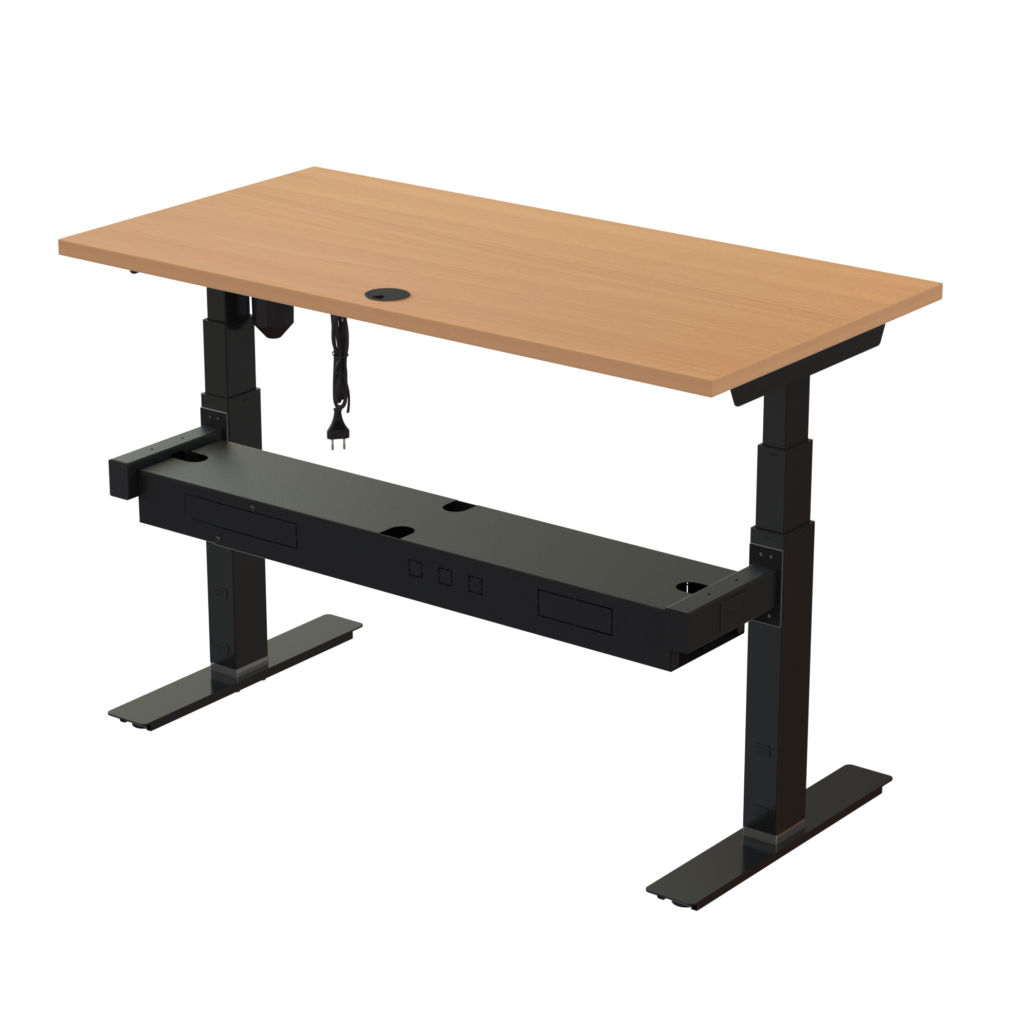 Sit Stand Desk | 120x60 cm | Beech with black frame