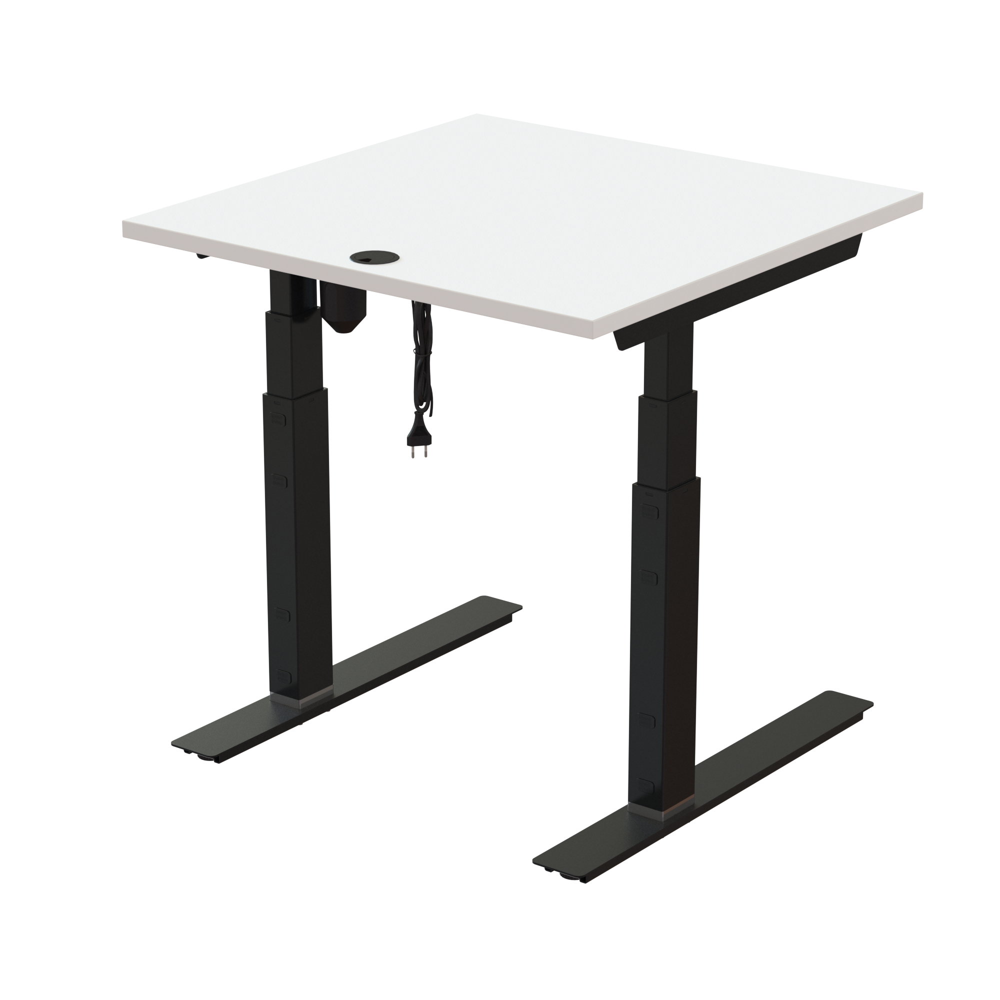 Sit Stand Desk | 80x80 cm | White with black frame