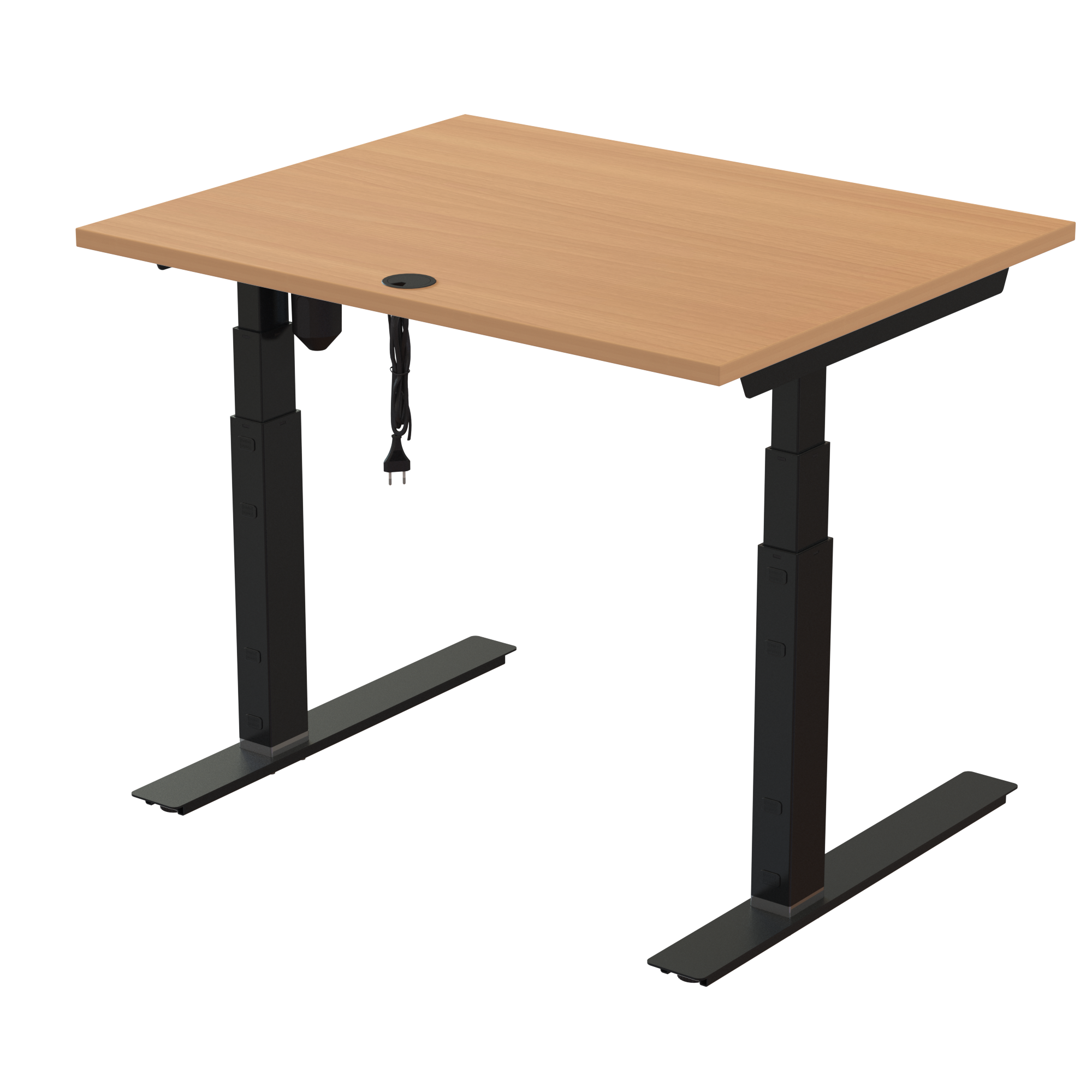 Sit Stand Desk | 100x80 cm | Beech with black frame