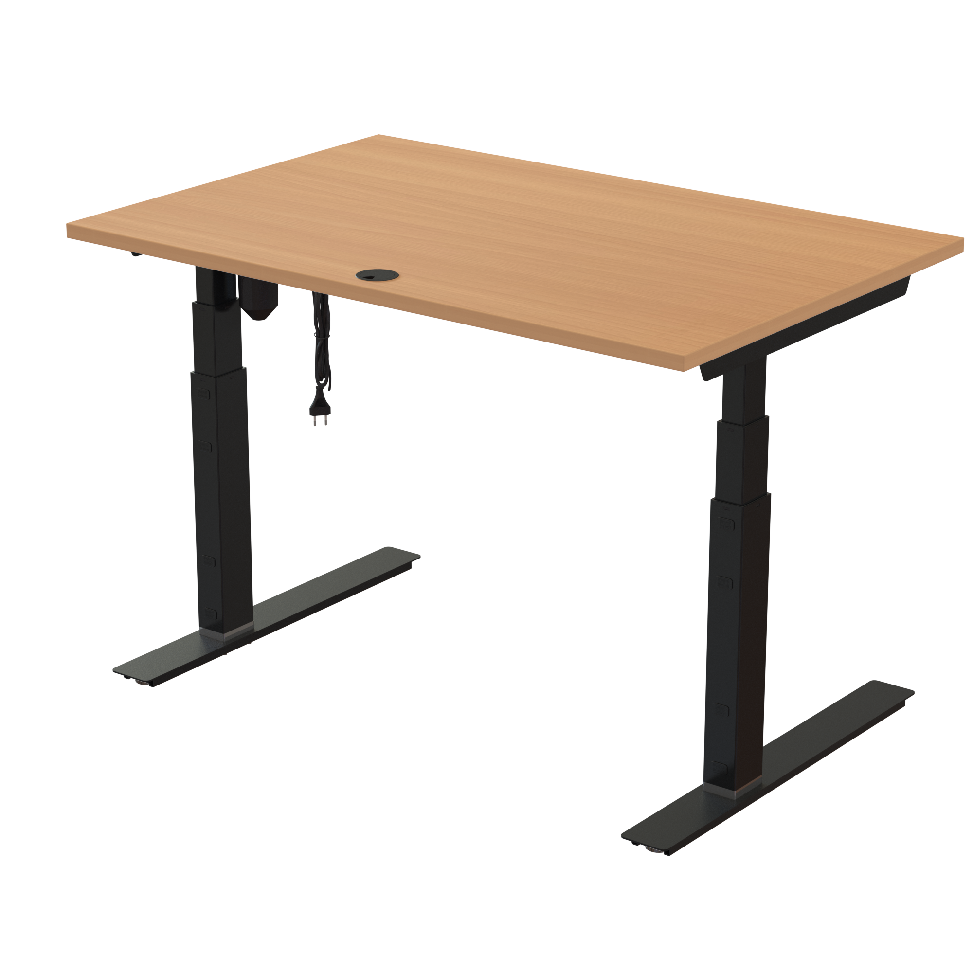Sit Stand Desk | 120x80 cm | Beech with black frame