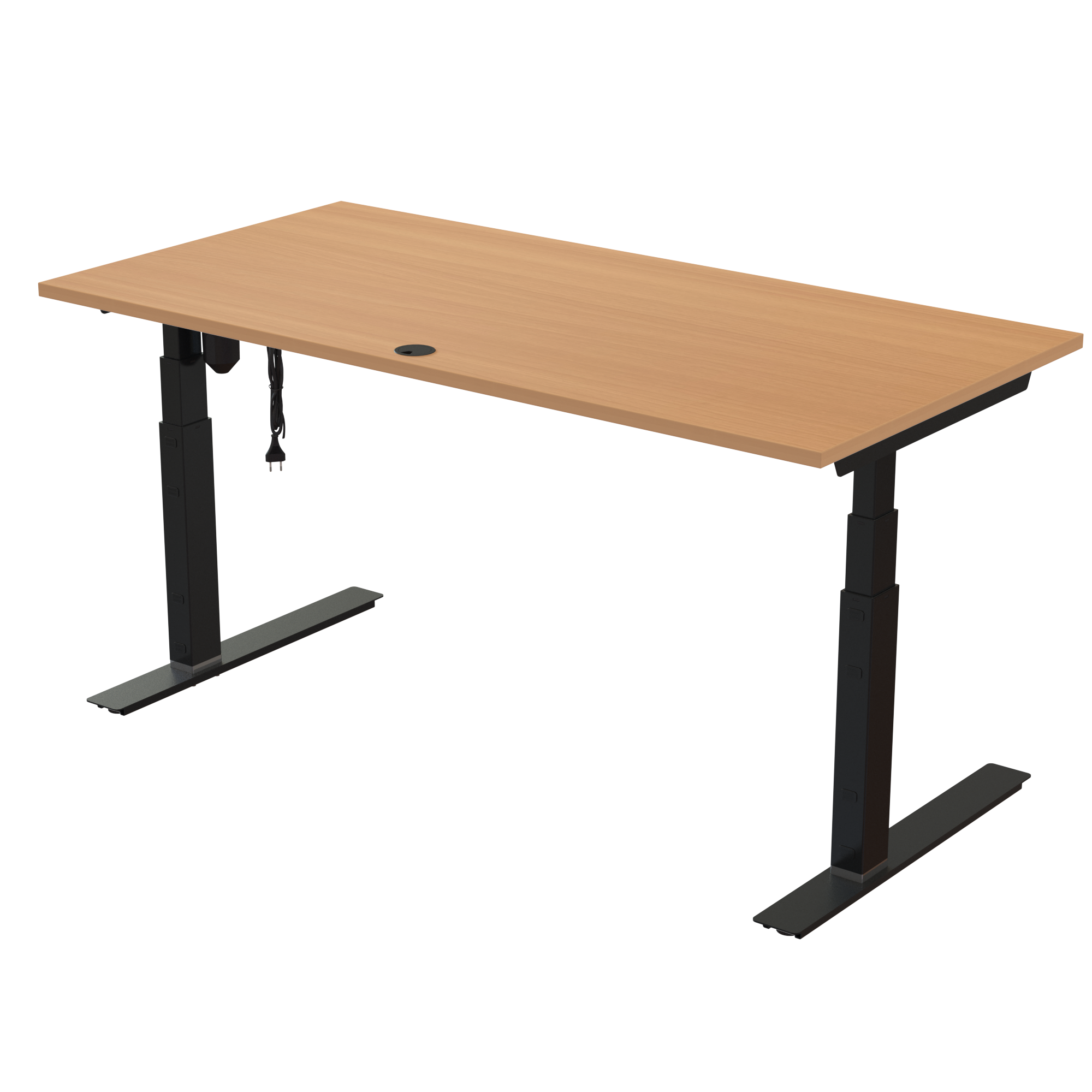 Sit Stand Desk | 160x80 cm | Beech with black frame