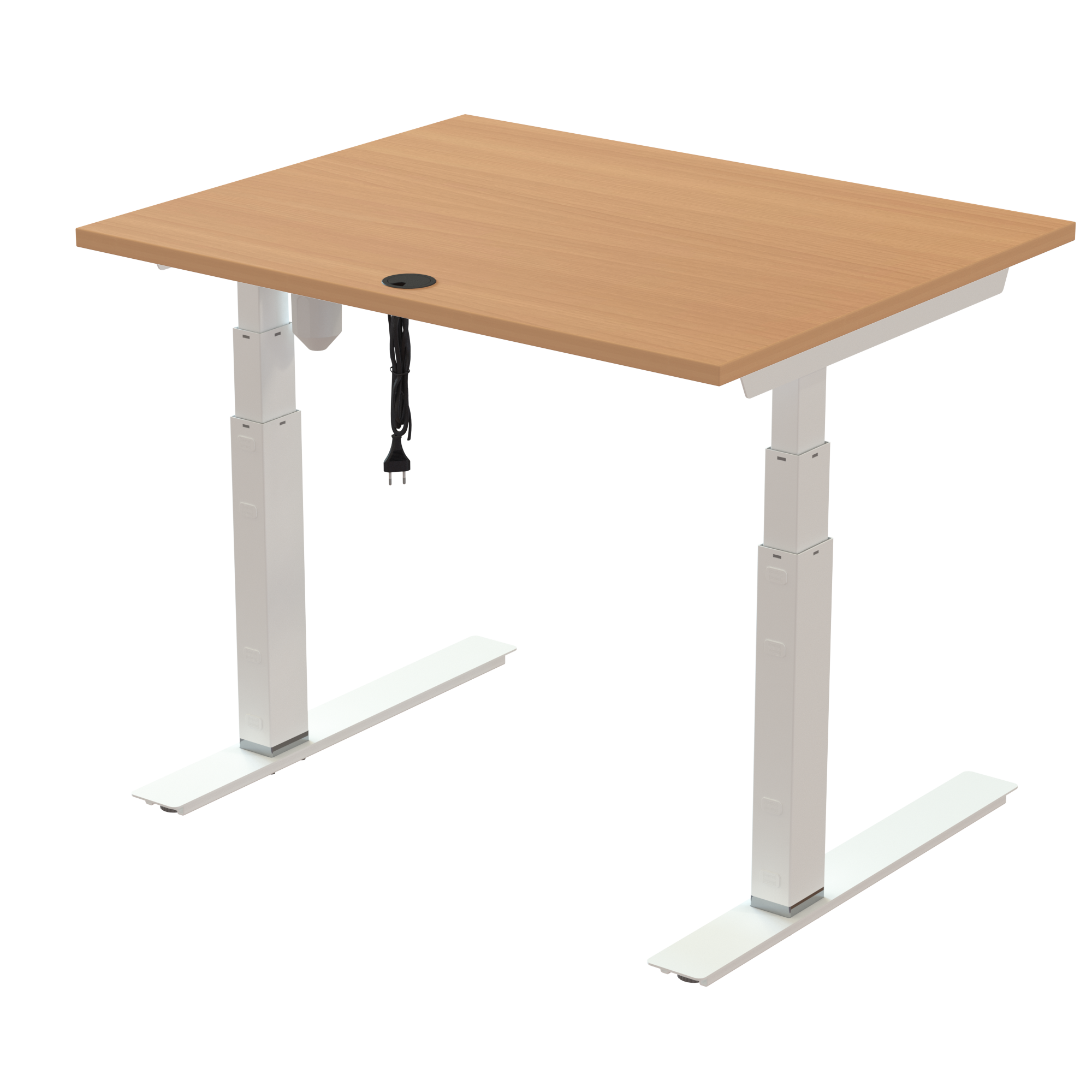 Sit Stand Desk | 100x80 cm | Beech with white frame