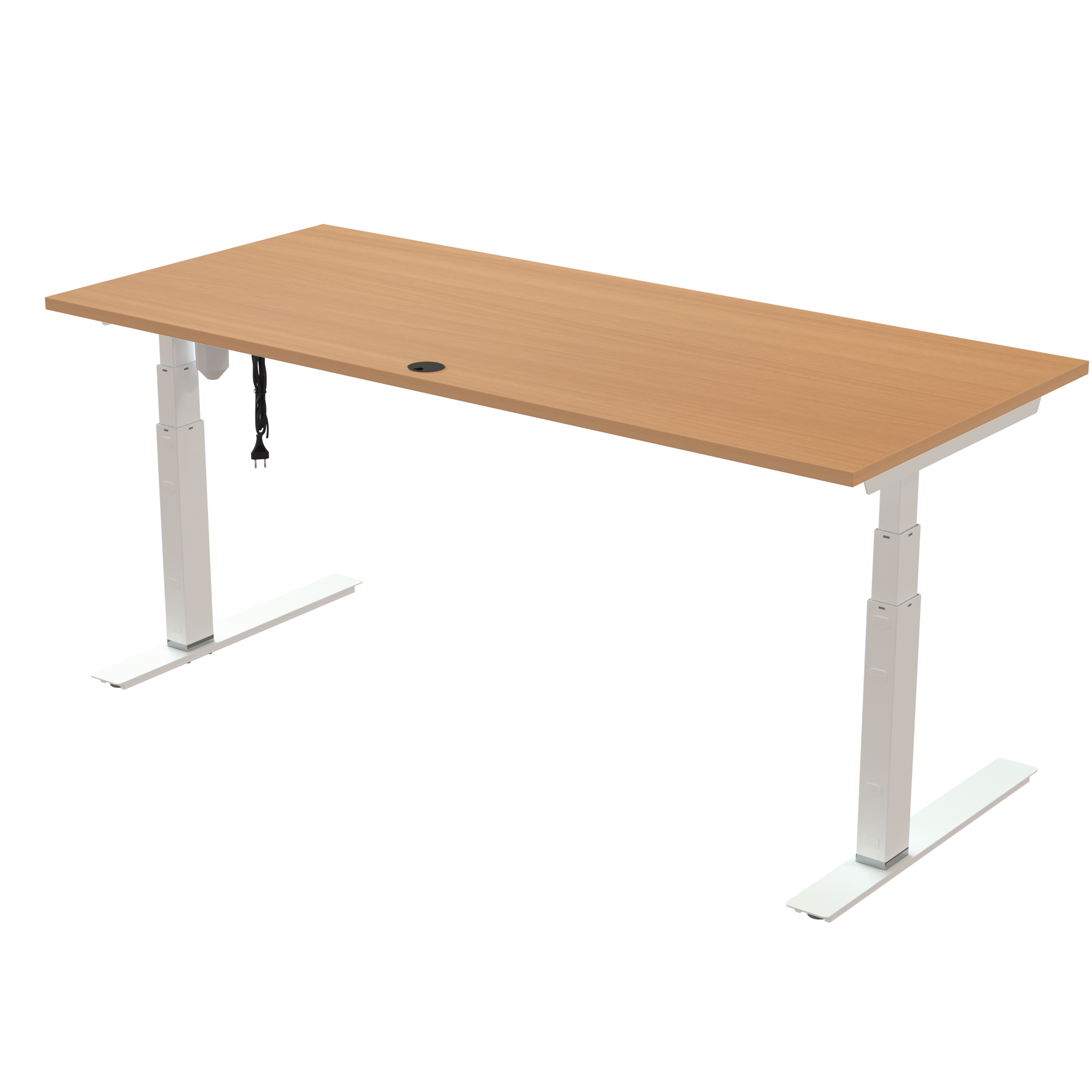 Sit Stand Desk | 180x80 cm | Beech with white frame