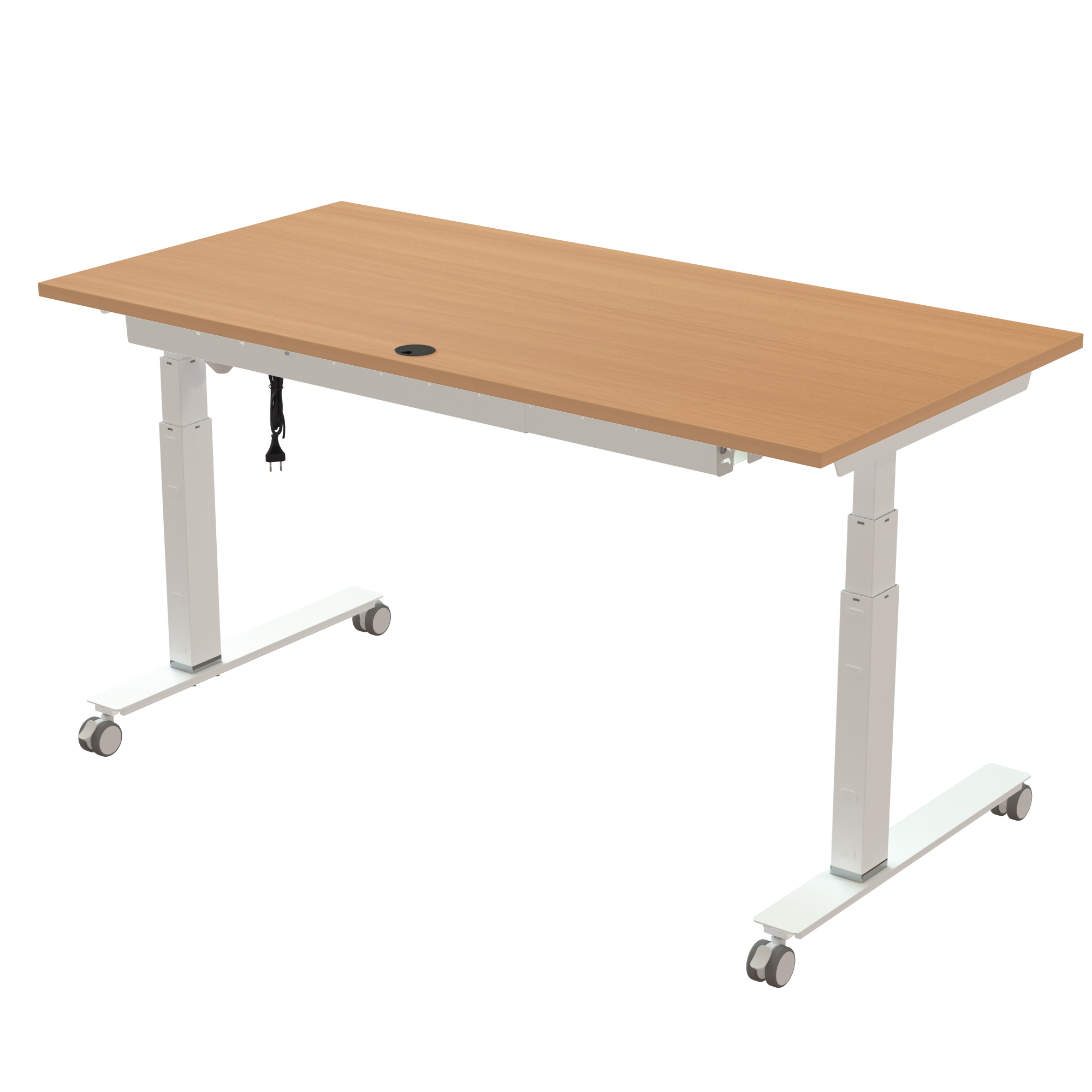 Sit Stand Desk | 160x80 cm | Beech with white frame