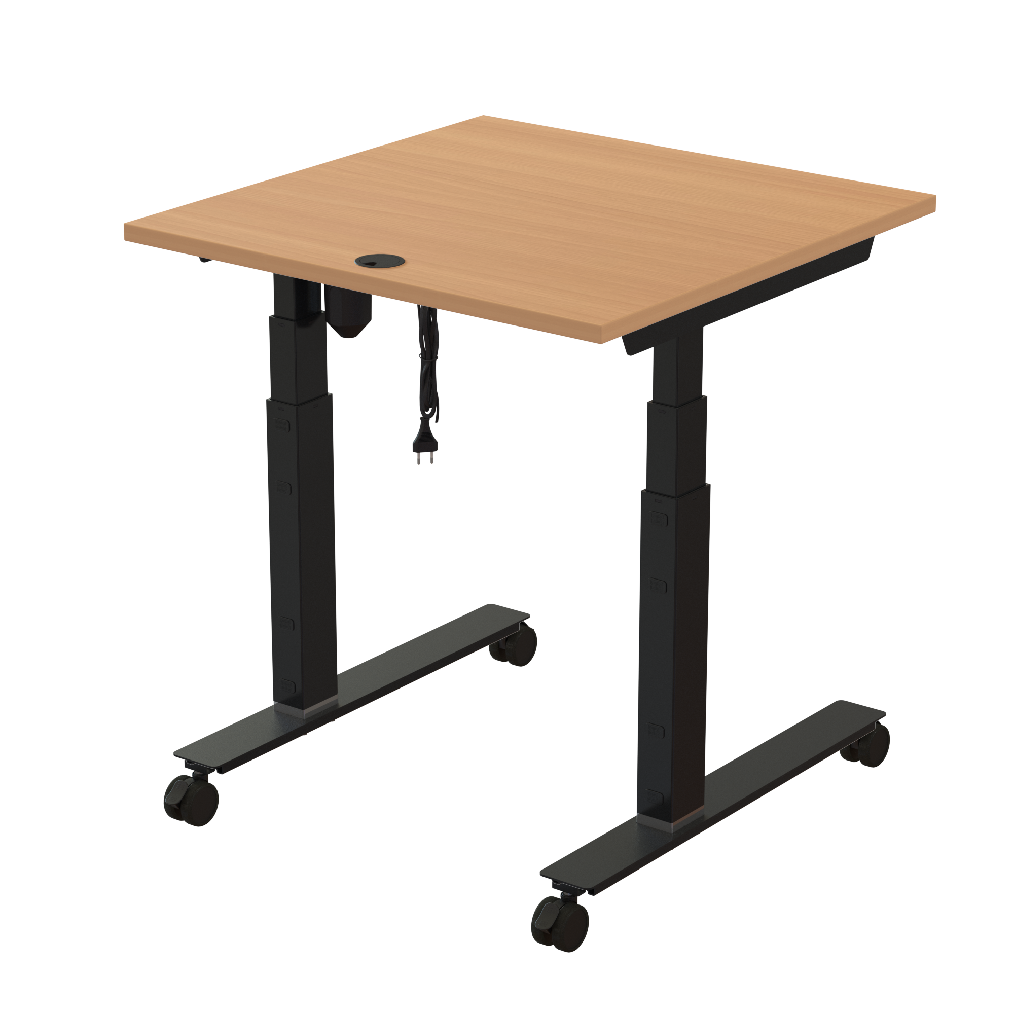 Sit Stand Desk | 80x80 cm | Beech with black frame