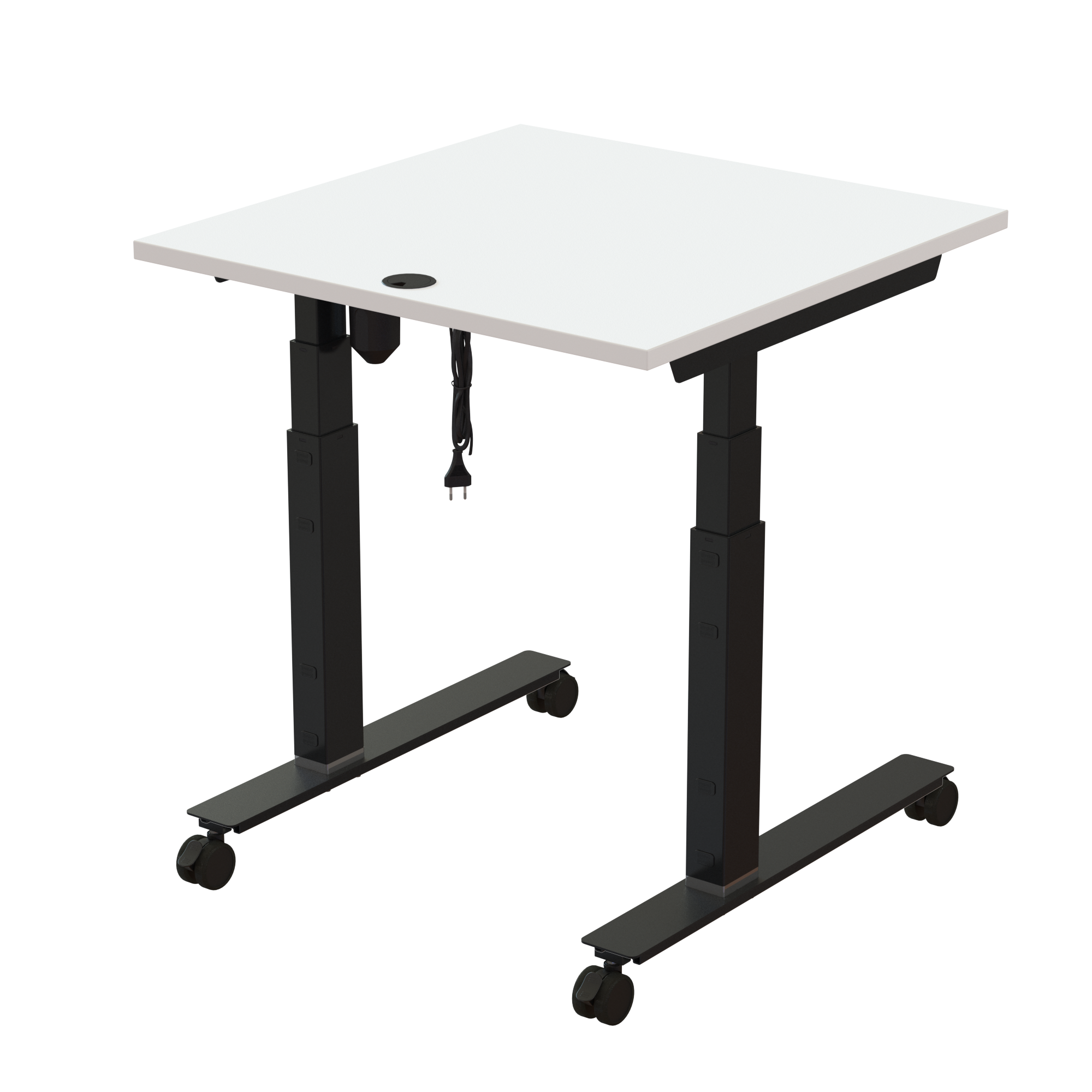 Sit Stand Desk | 80x80 cm | White with black frame