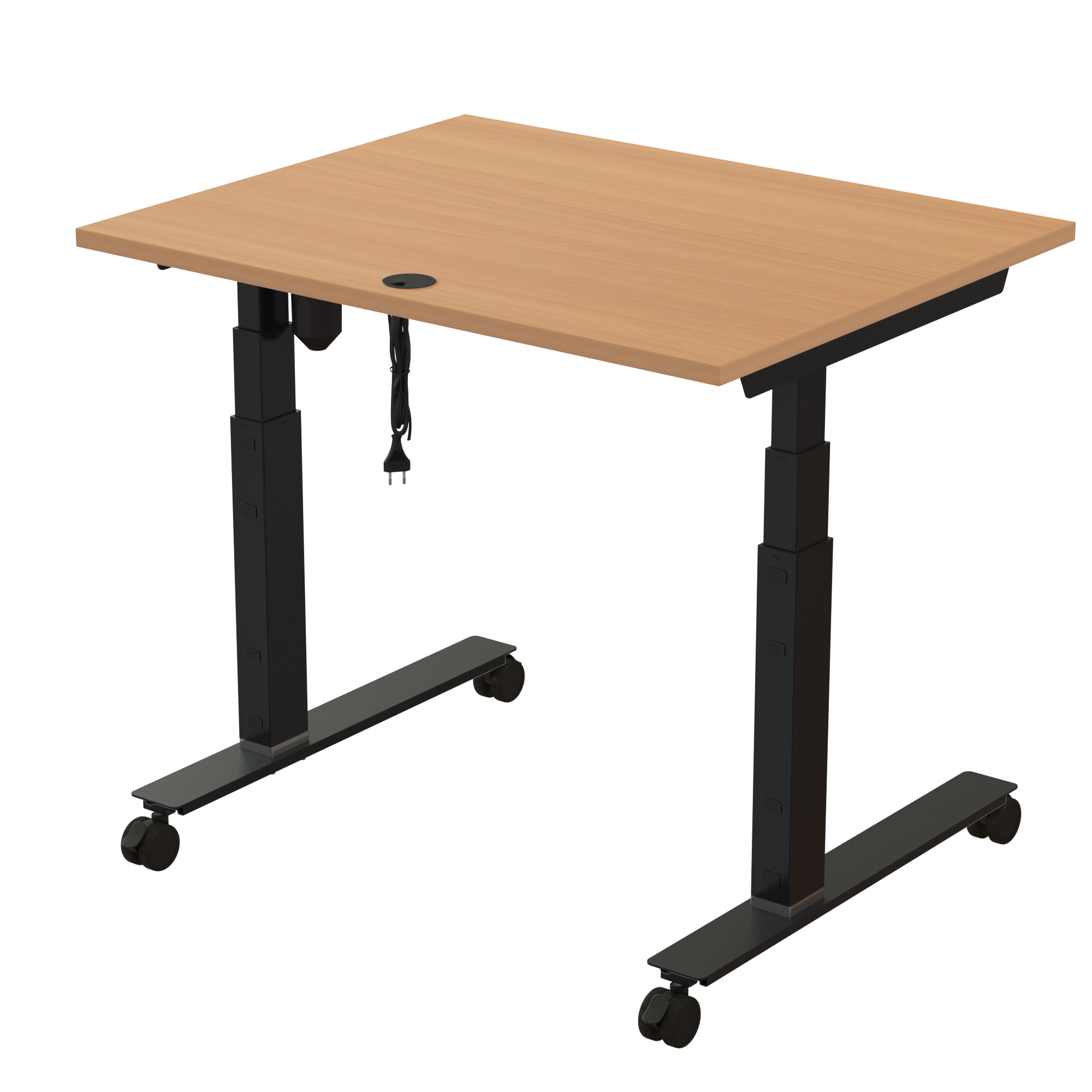 Sit Stand Desk | 100x80 cm | Beech with black frame
