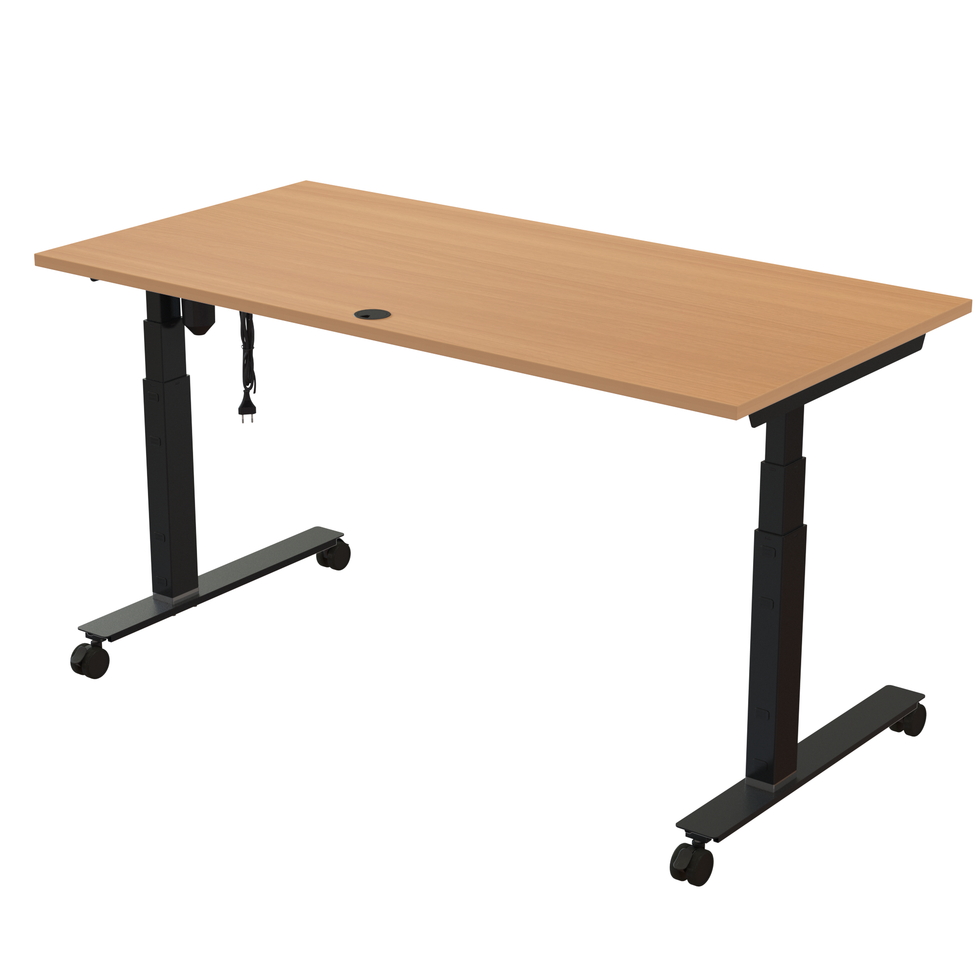 Sit Stand Desk | 160x80 cm | Beech with black frame