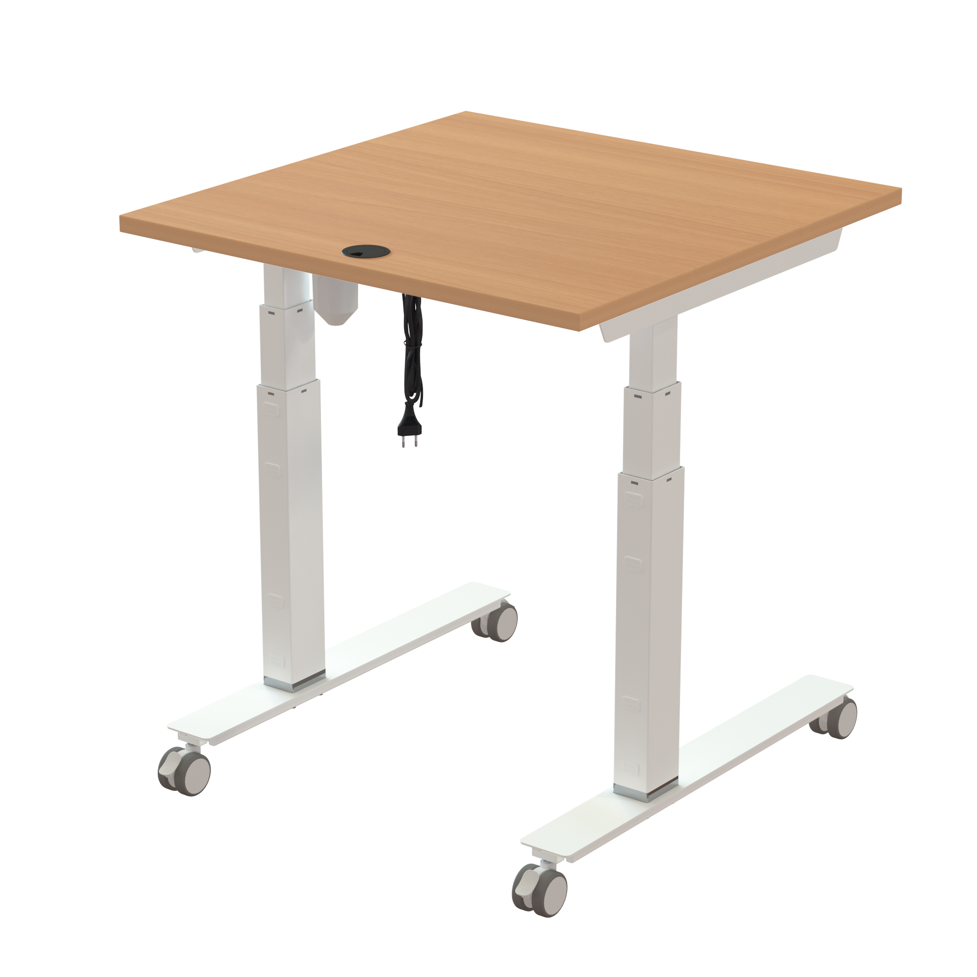 Sit Stand Desk | 80x80 cm | Beech with white frame