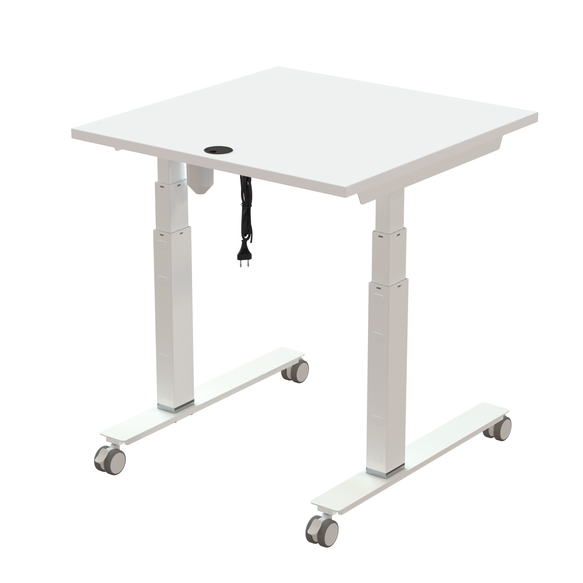 Sit Stand Desk | 80x80 cm | White with white frame