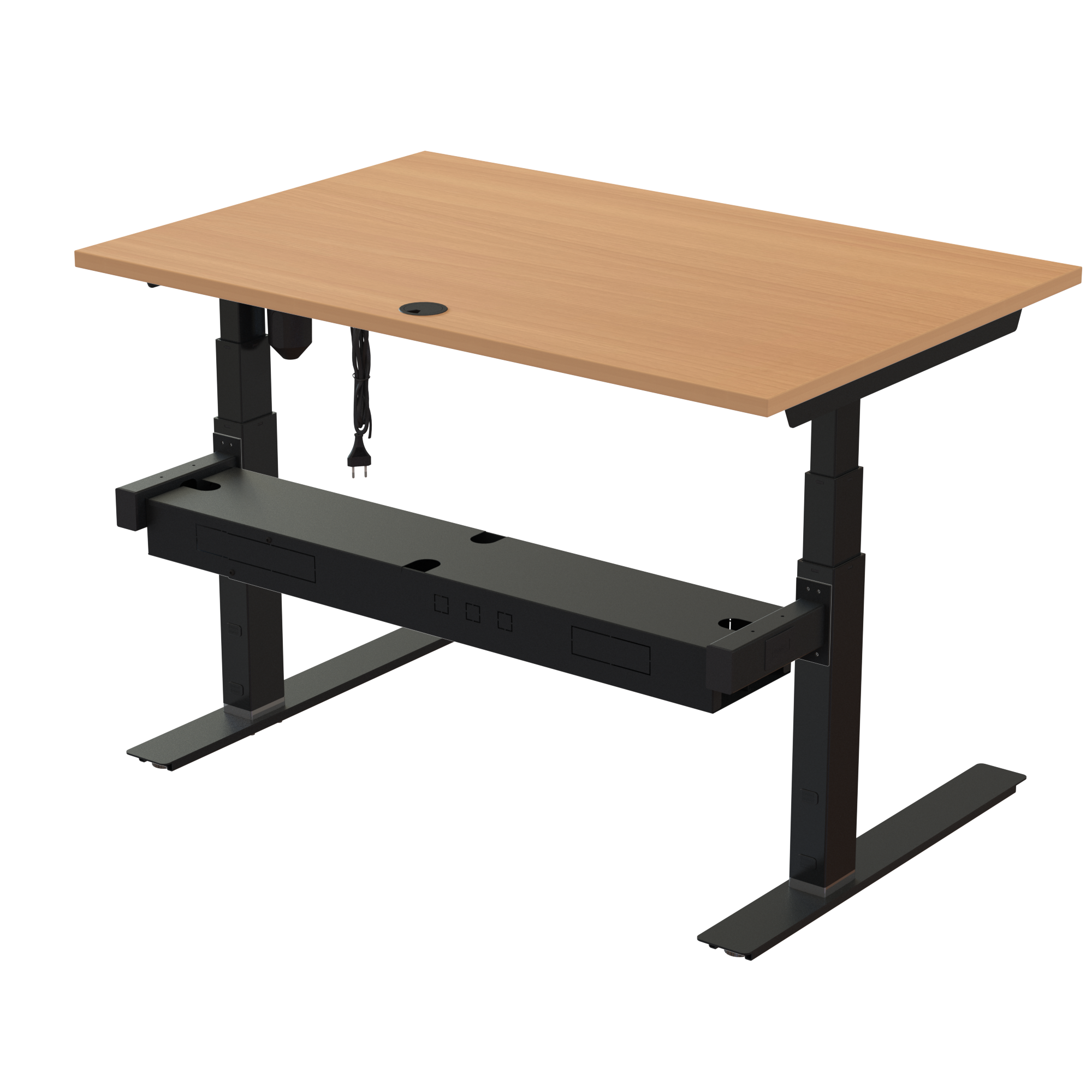 Sit Stand Desk | 120x80 cm | Beech with black frame
