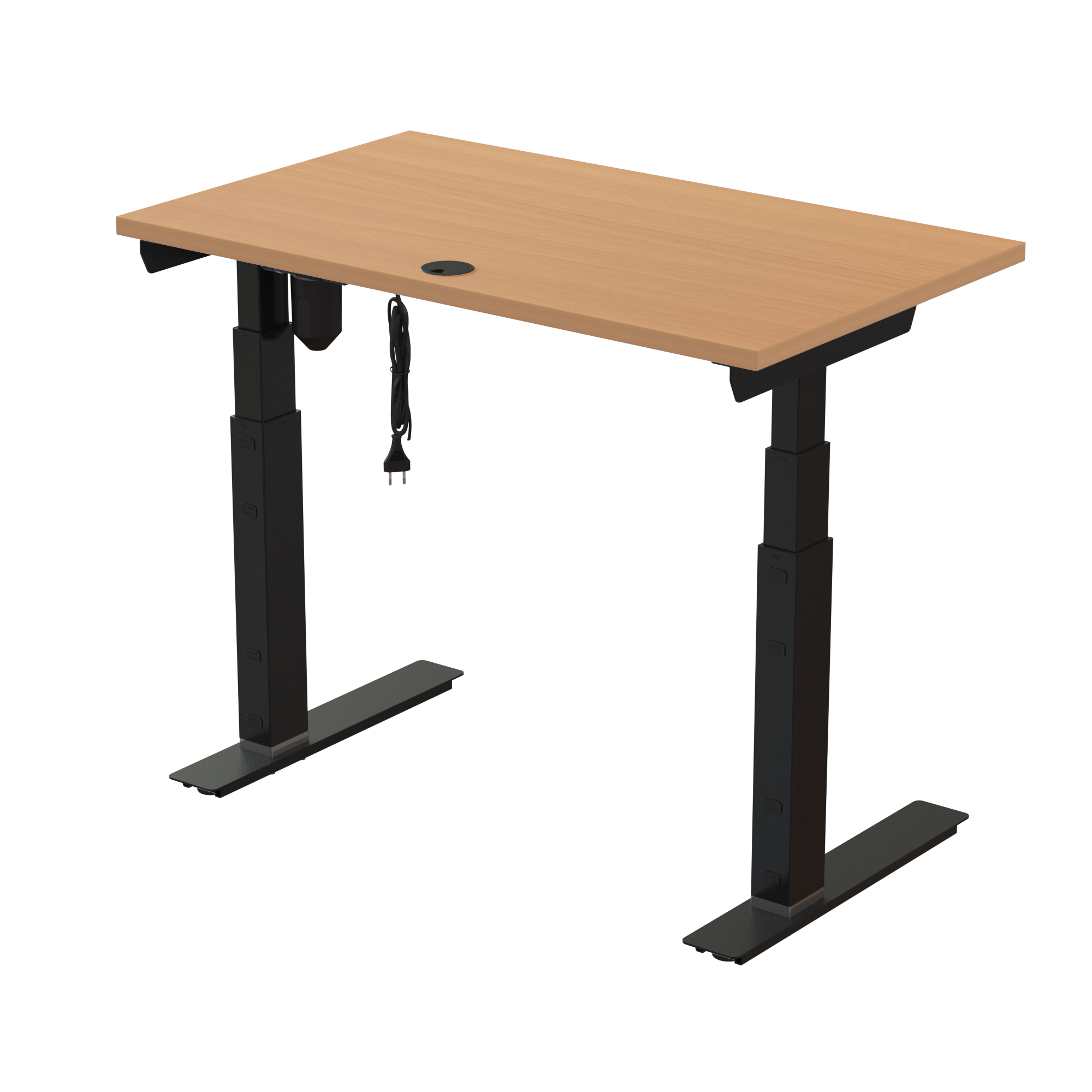 Sit Stand Desk | 100x60 cm | Beech with black frame