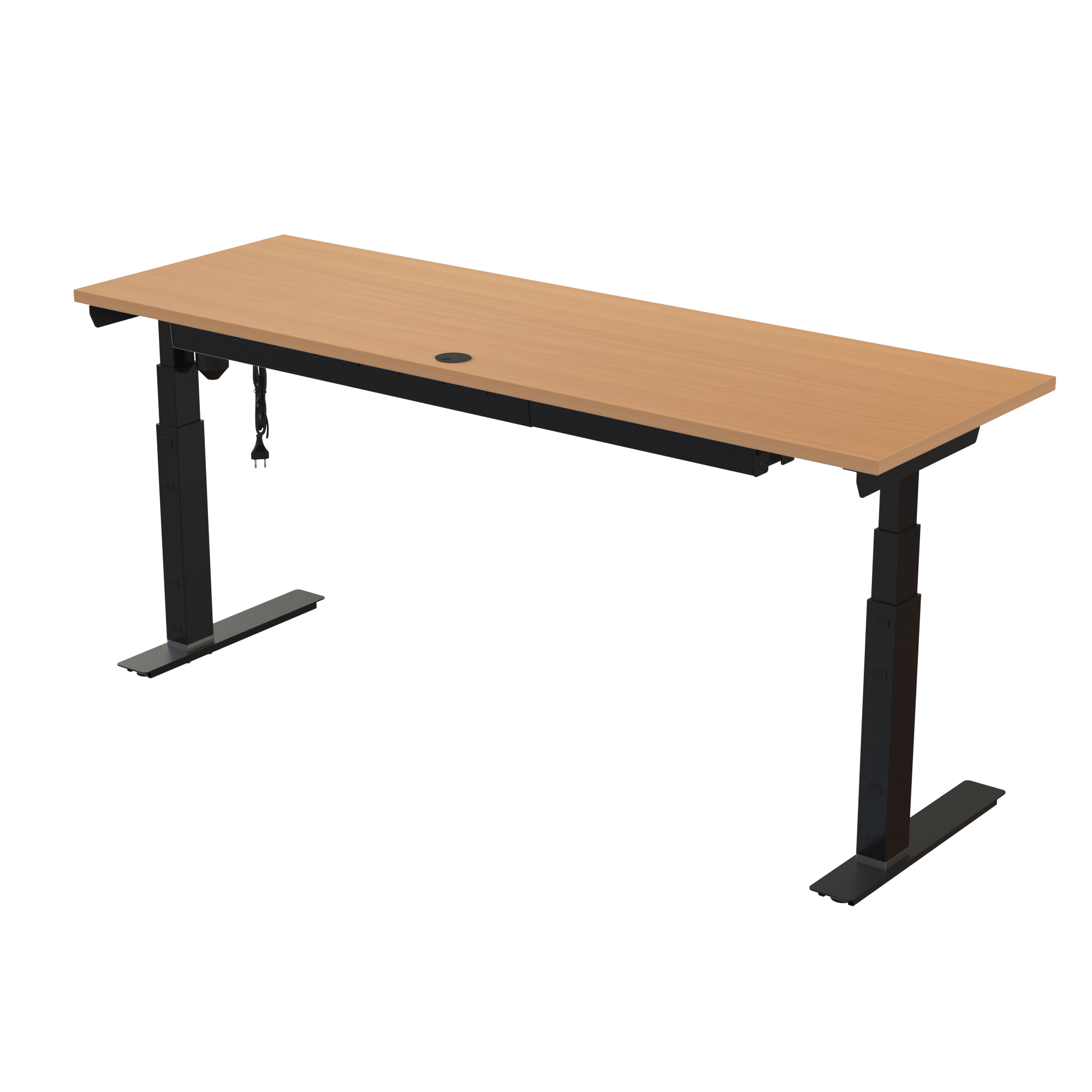 Sit Stand Desk | 180x60 cm | Beech with black frame