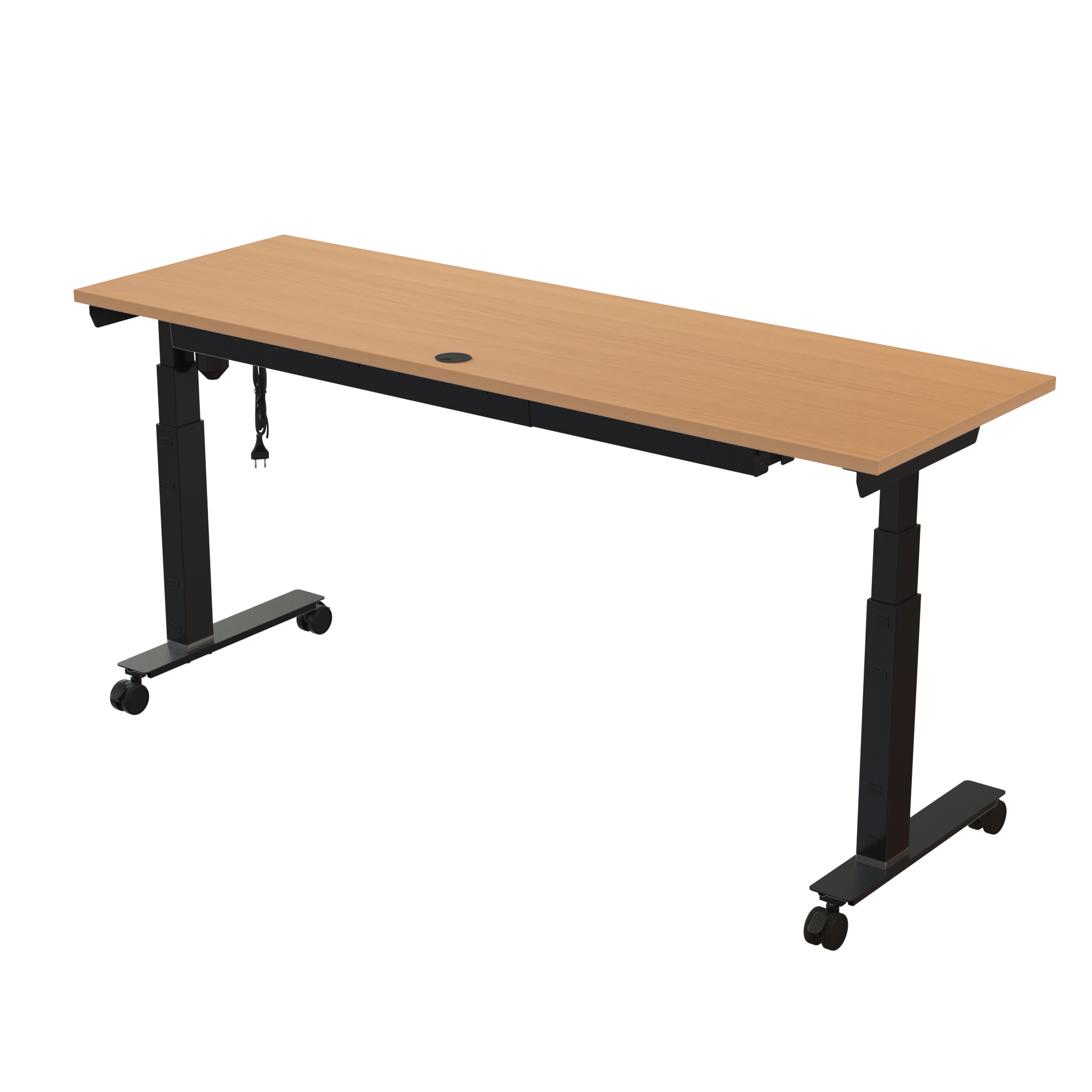 Sit Stand Desk | 180x60 cm | Beech with black frame