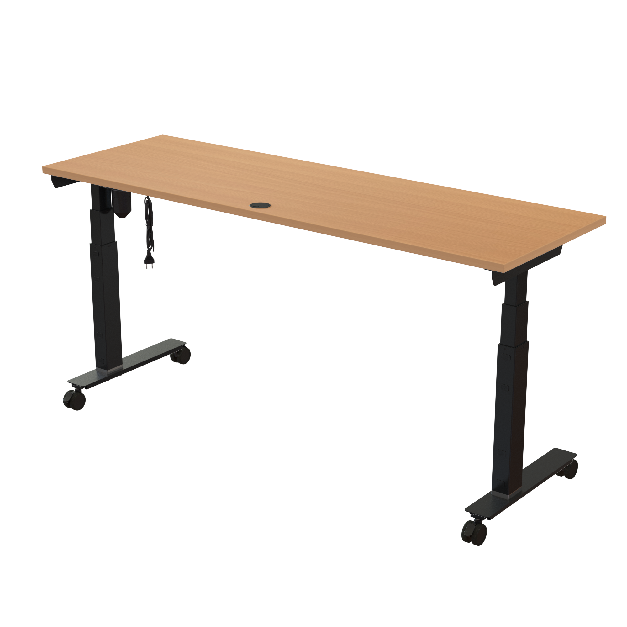 Sit Stand Desk | 180x60 cm | Beech with black frame