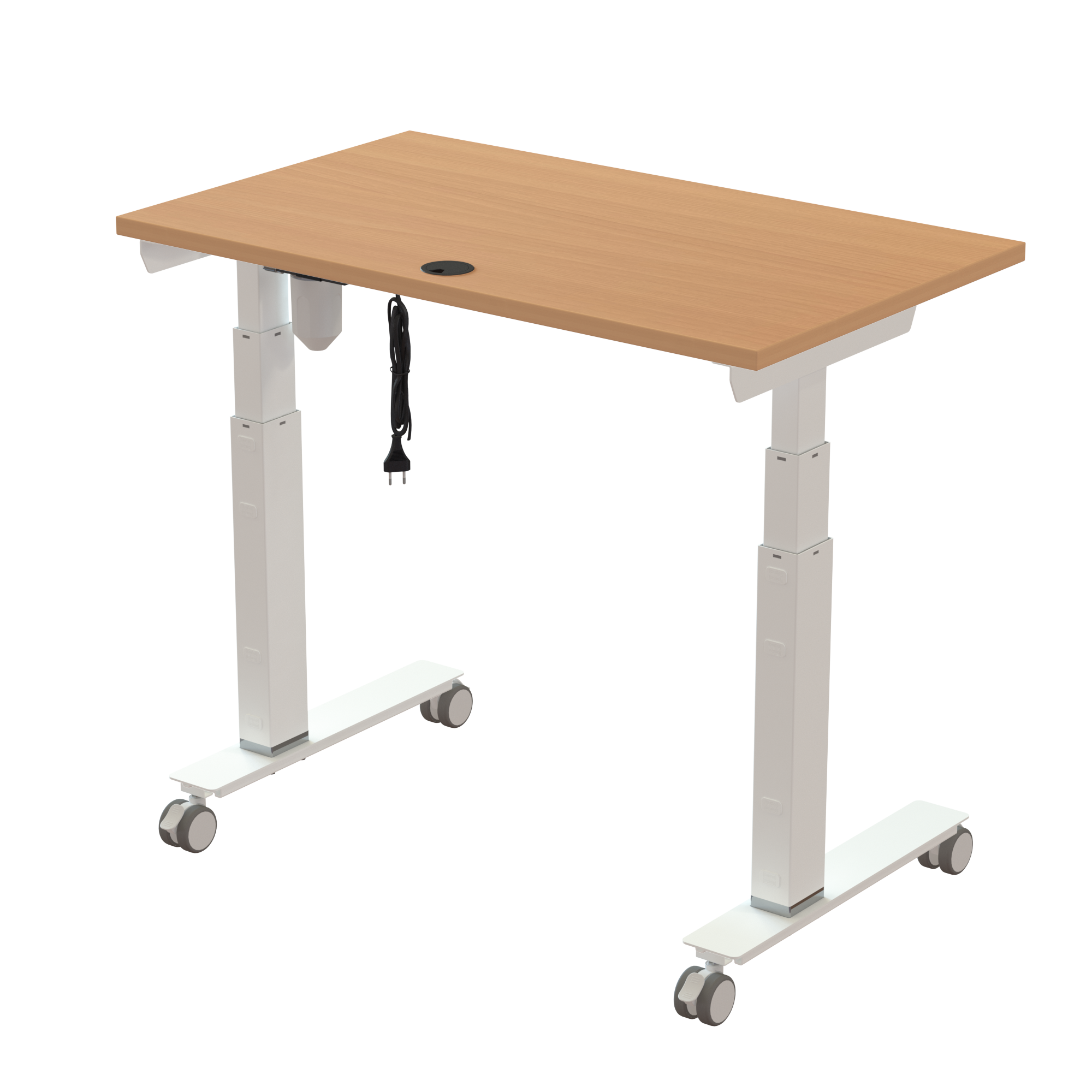 Sit Stand Desk | 100x60 cm | Beech with white frame
